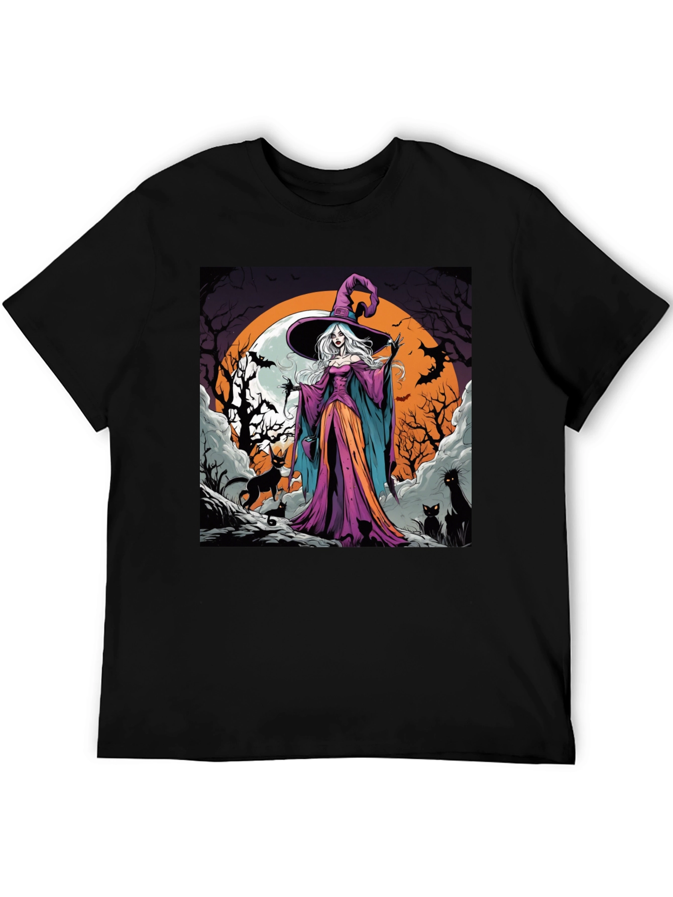 Witch & Cats Halloween T-Shirt