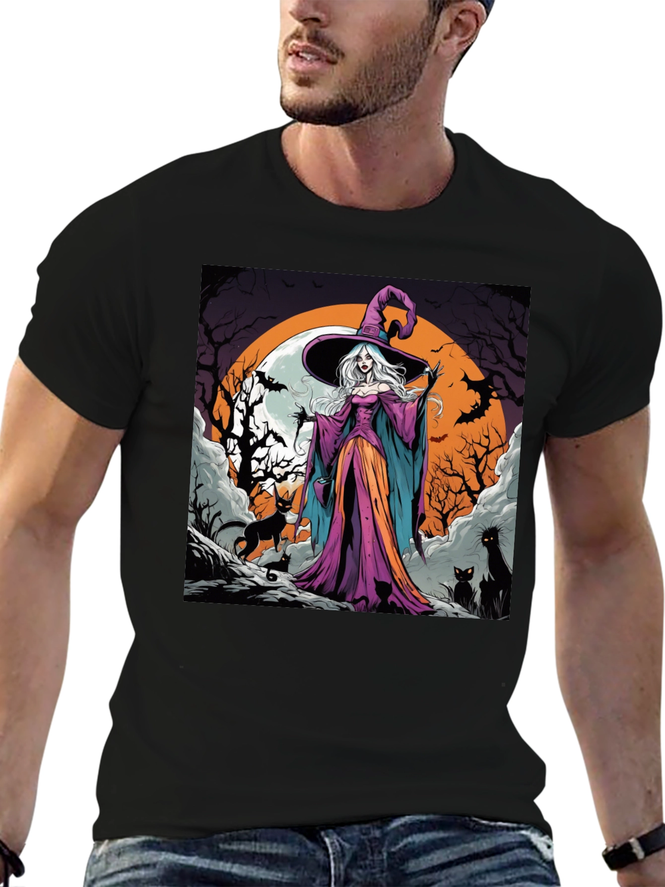 Witch & Cats Halloween T-Shirt