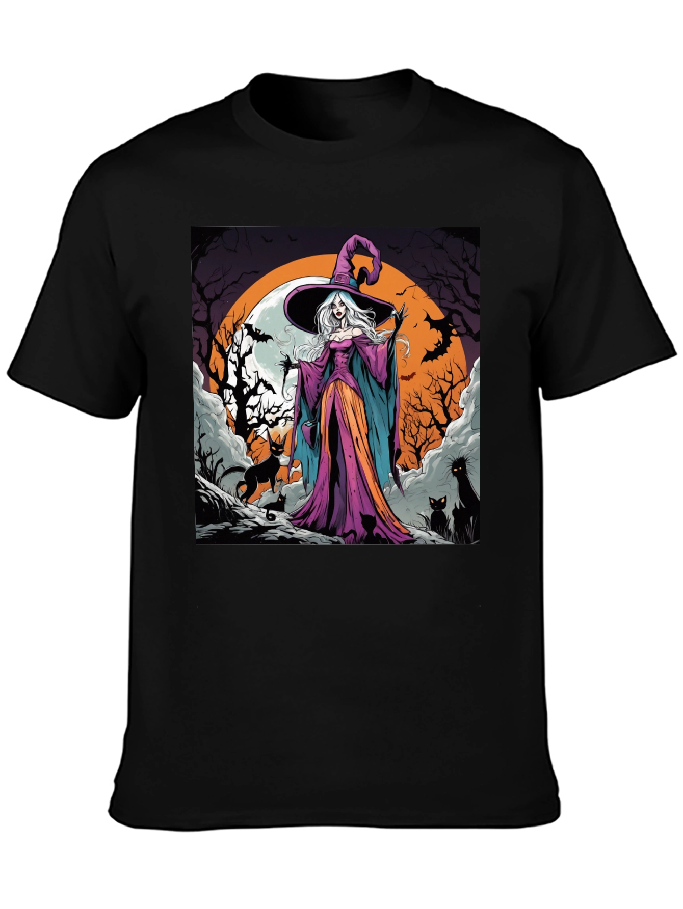 Witch & Cats Halloween T-Shirt