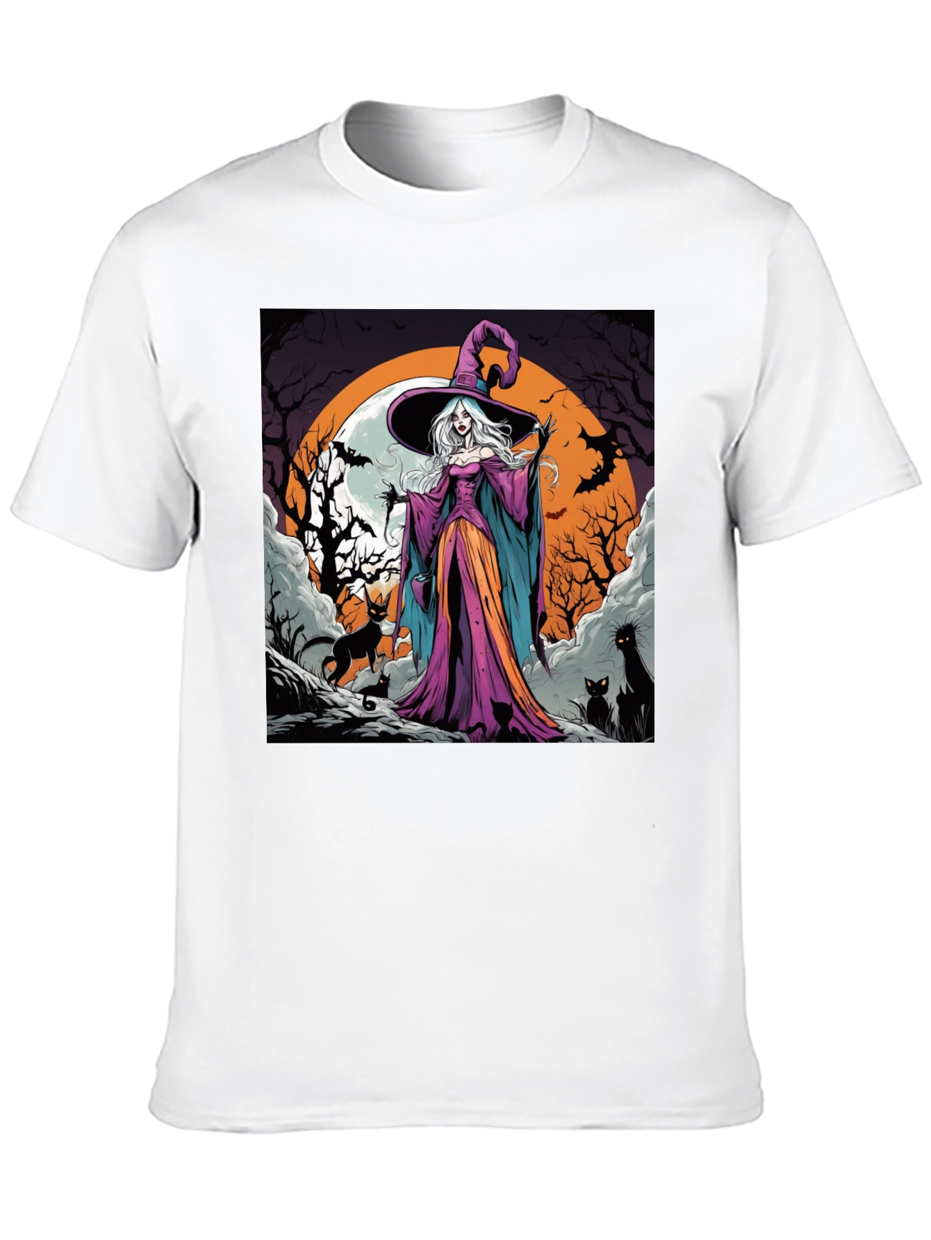 Witch & Cats Halloween T-Shirt