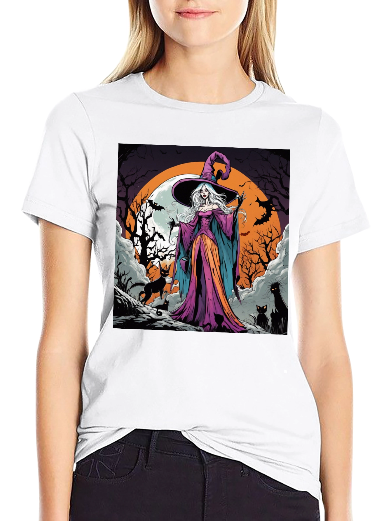 Witch & Cats Halloween T-Shirt