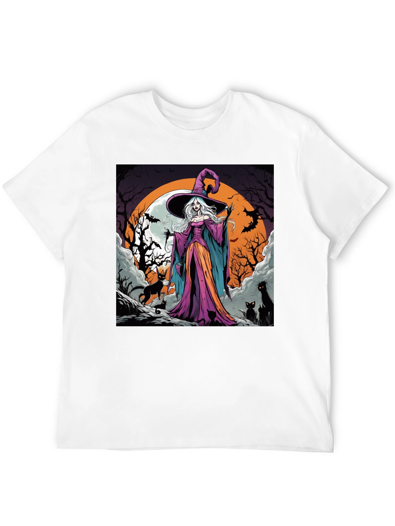 Witch & Cats Halloween T-Shirt