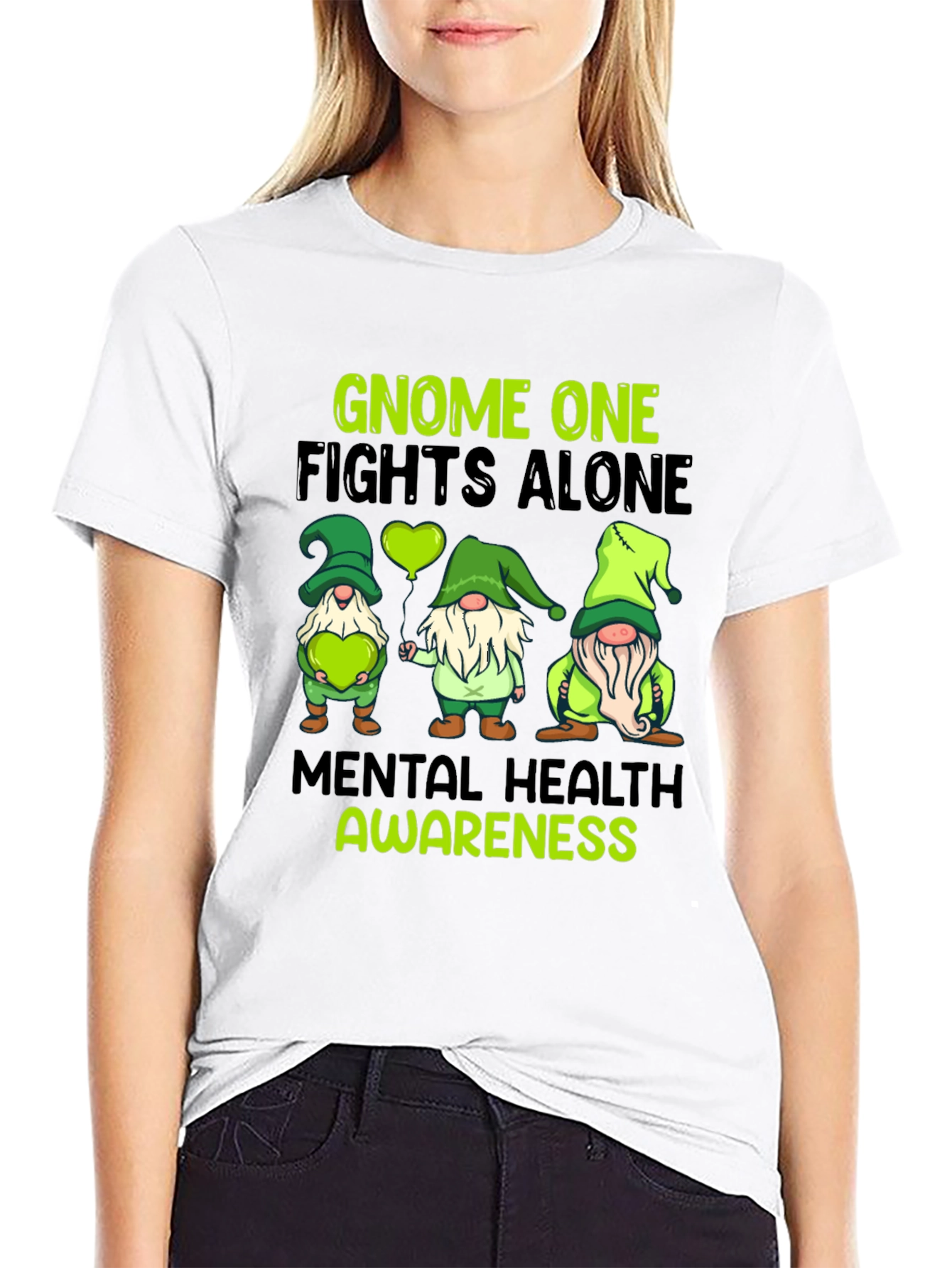 Gnome One Fights Alone Mental Health Awareness T-Shirt