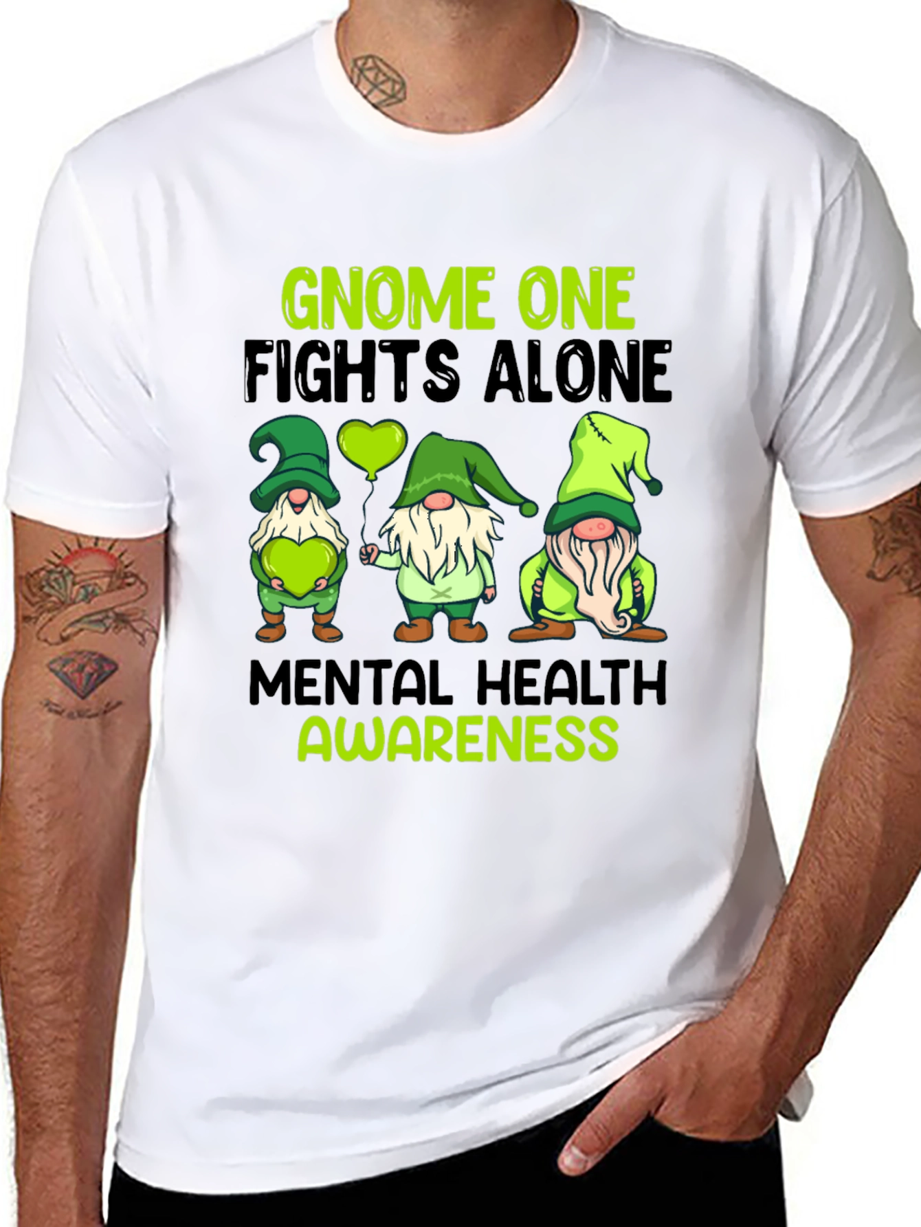 Gnome One Fights Alone Mental Health Awareness T-Shirt