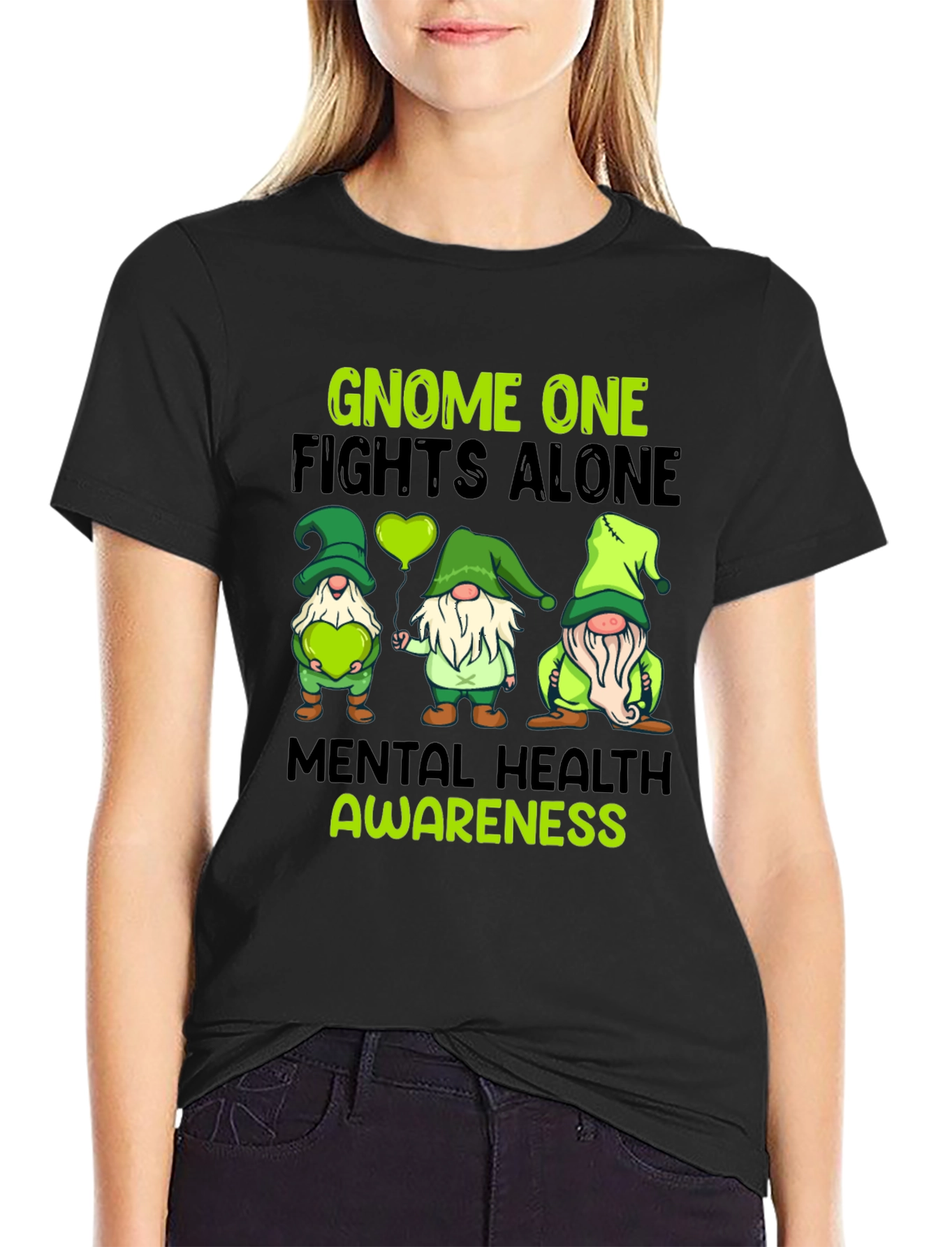 Gnome One Fights Alone Mental Health Awareness T-Shirt