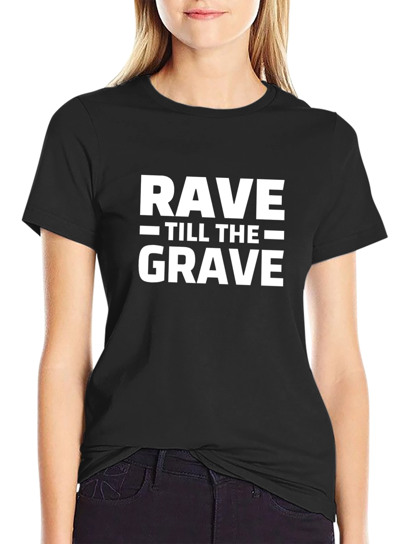 Rave Till The Grave Graphic Tee - Black