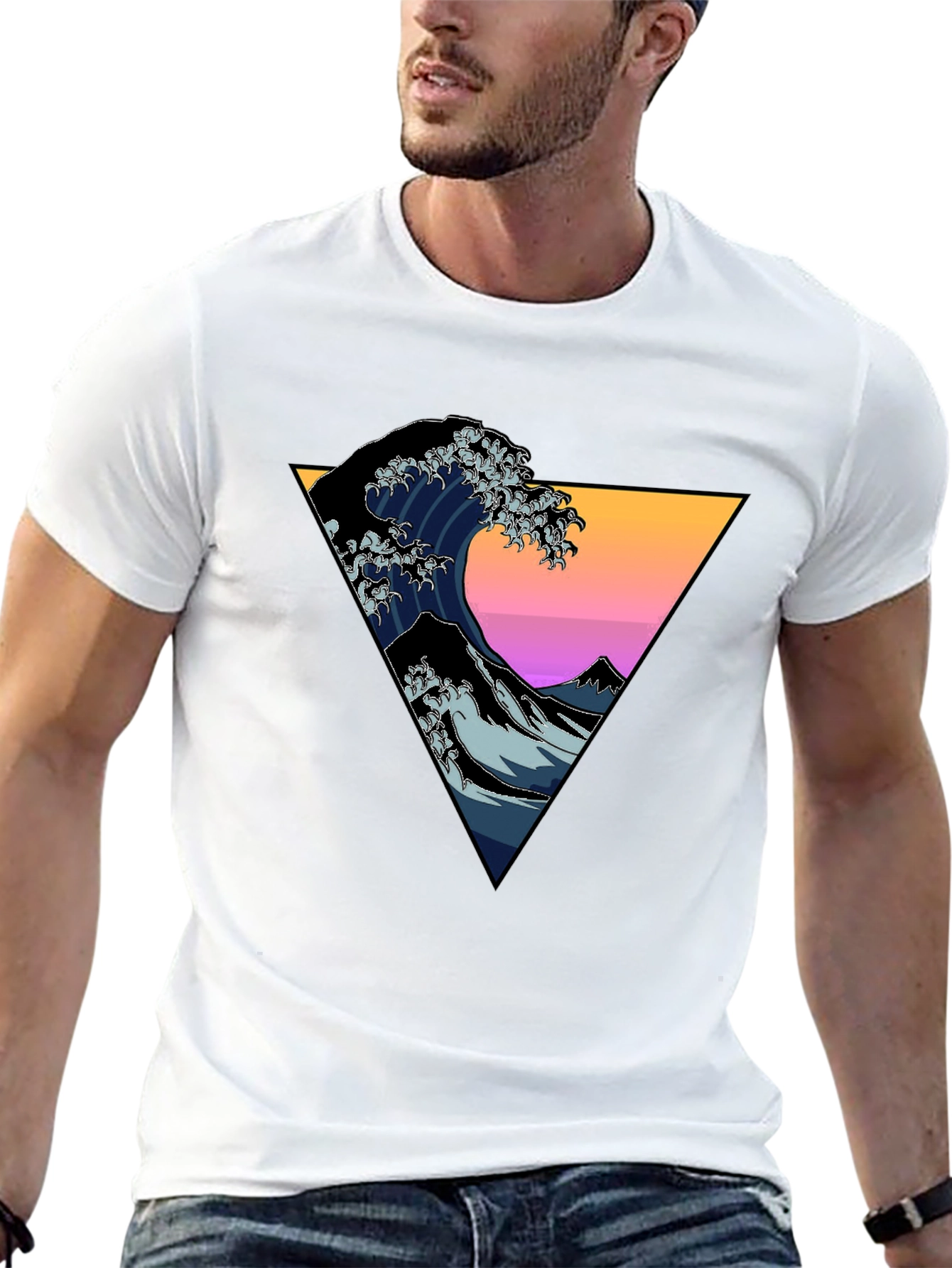 Great Wave Triangle Graphic Tee - Black