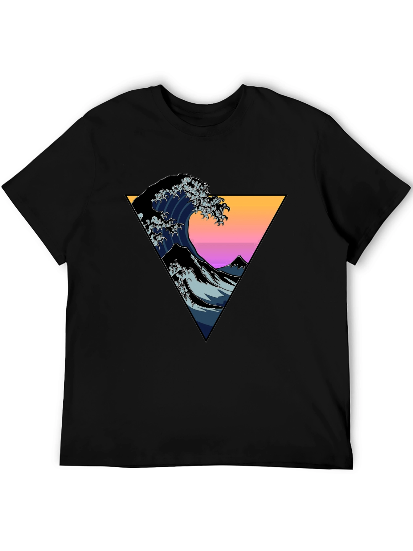 Great Wave Triangle Graphic Tee - Black