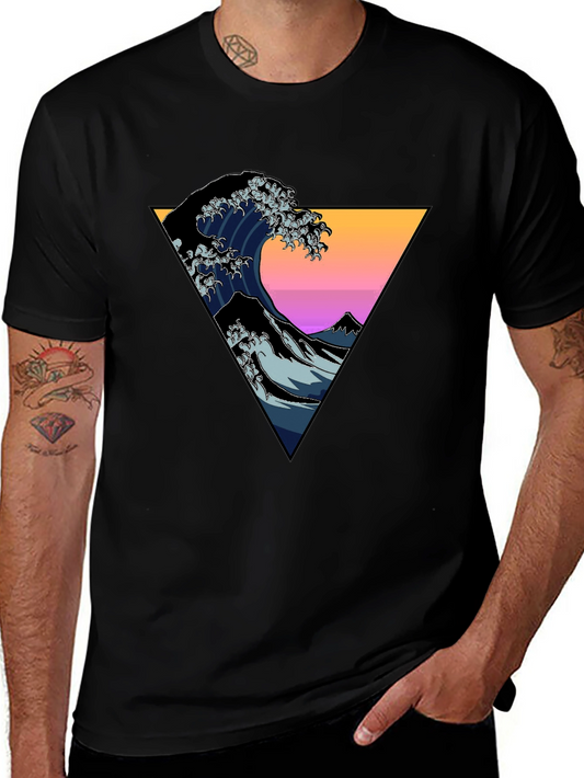 Great Wave Triangle Graphic Tee - Black