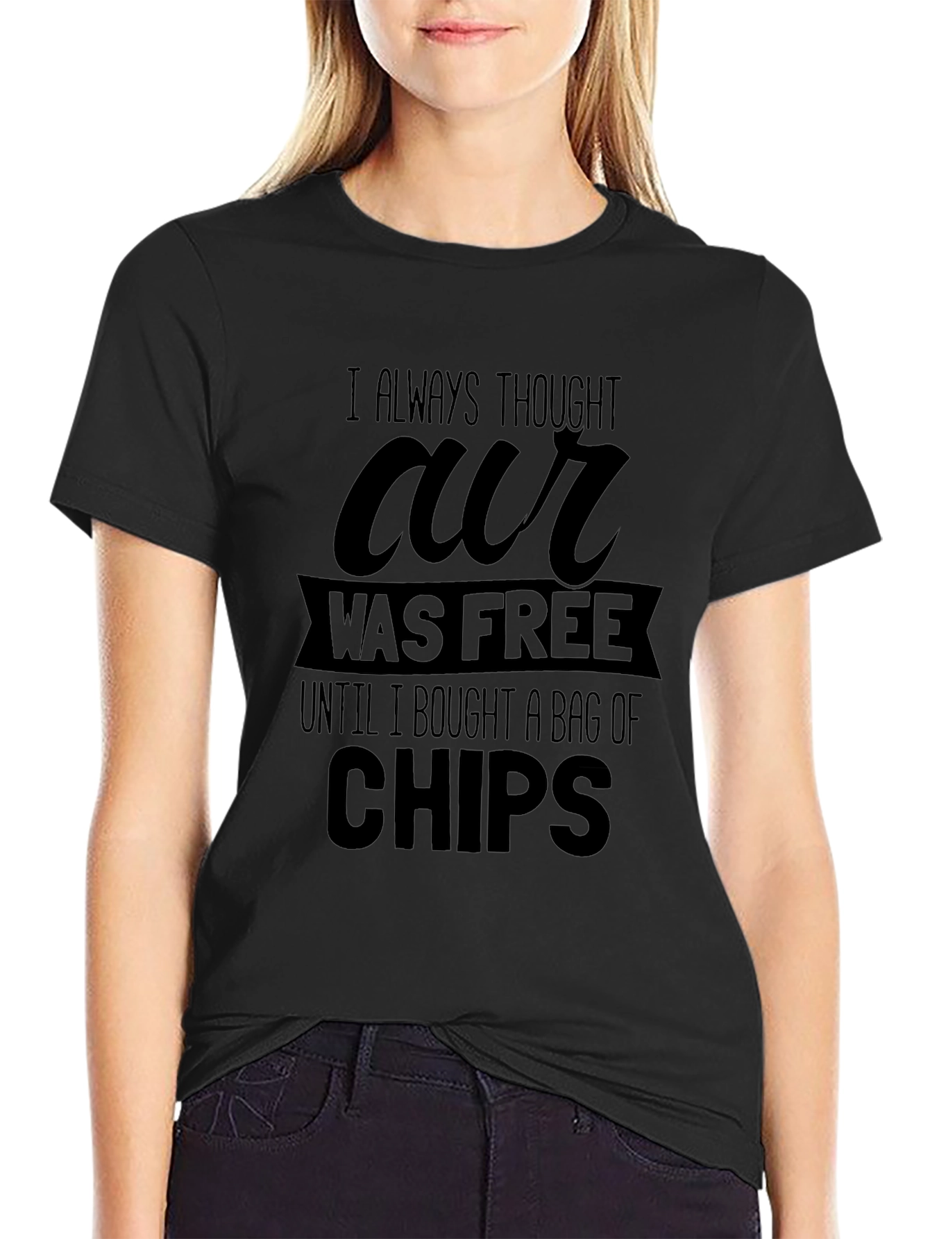 Humorous Our Was Free Graphic Black T-Shirt
