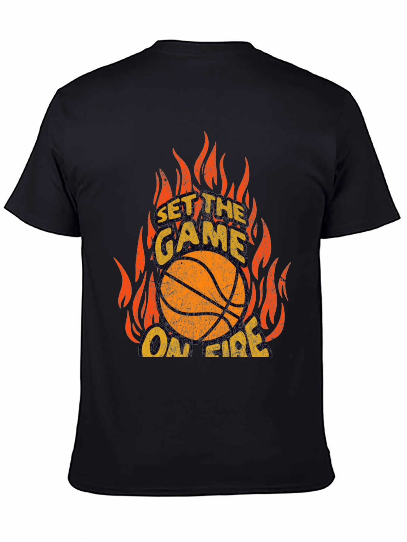 Set the Game On Fire Basketball Graphic Tee