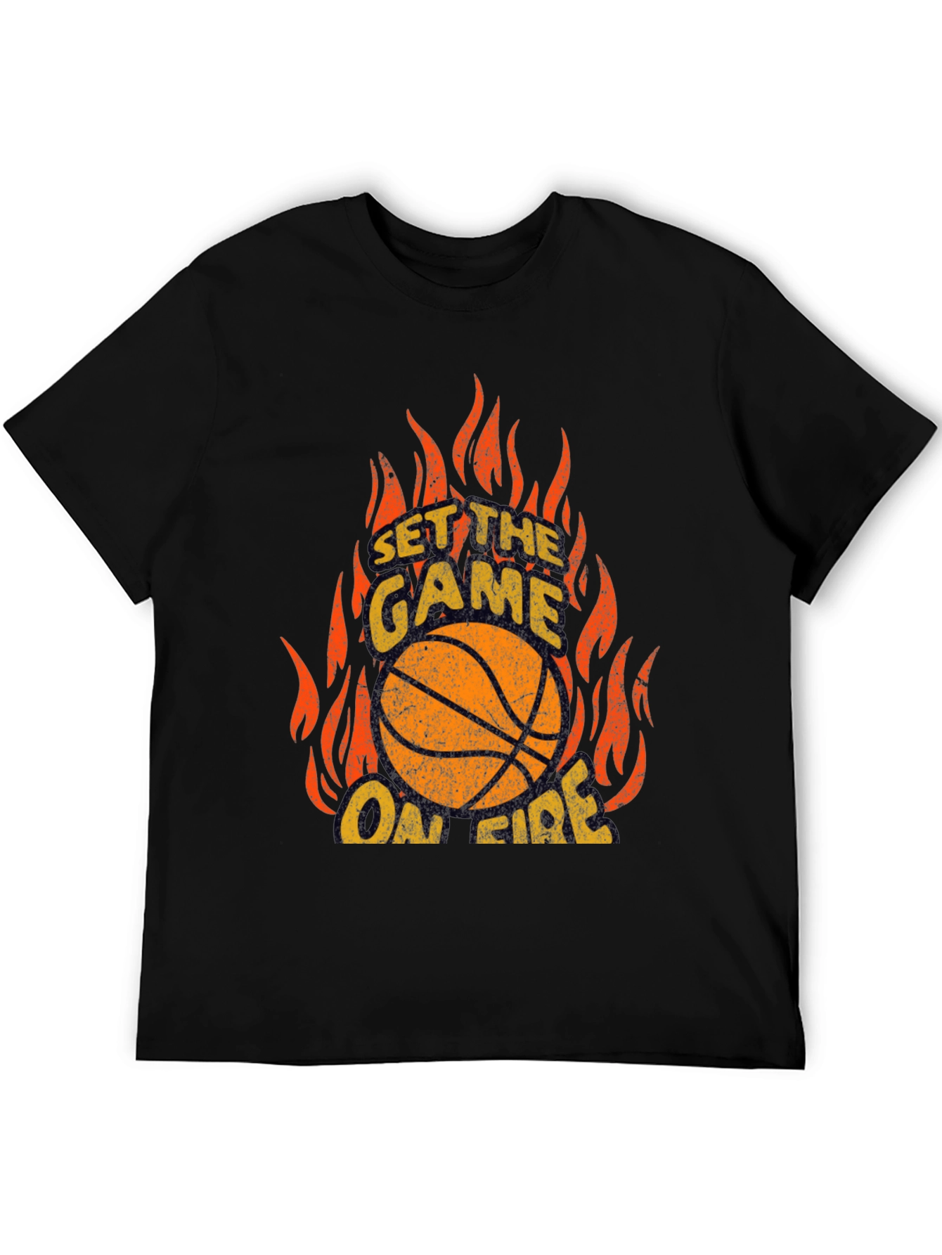 Set the Game On Fire Basketball Graphic Tee