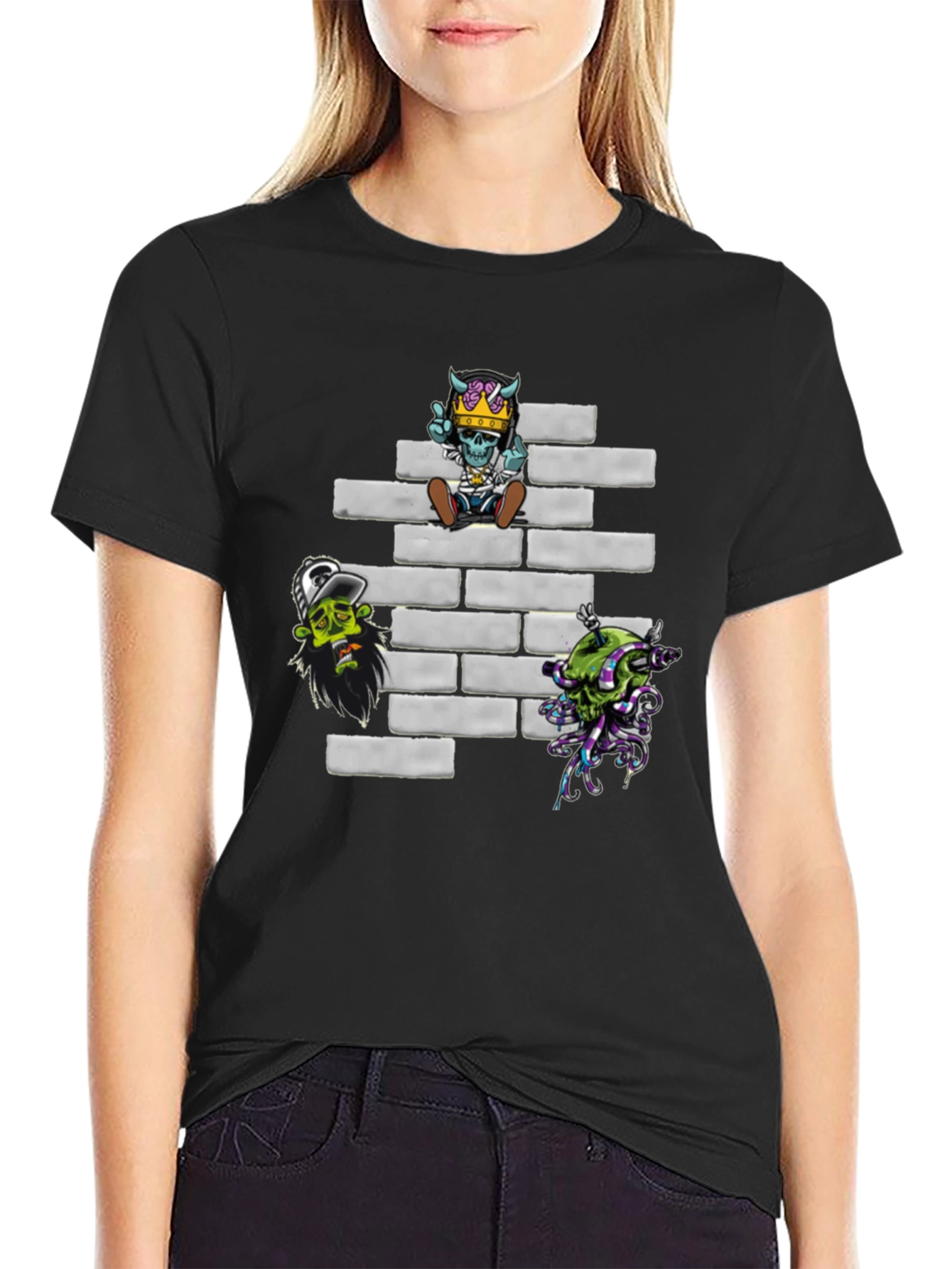 Zombie Brick Wall Graphic T-Shirt