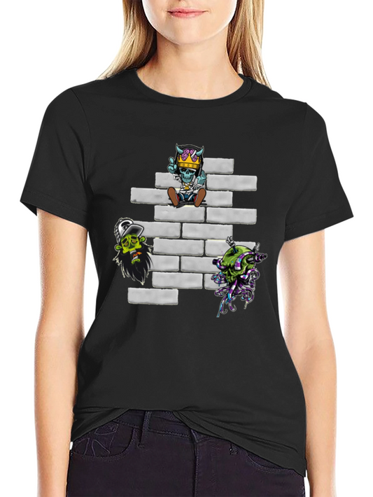 Zombie Brick Wall Graphic T-Shirt