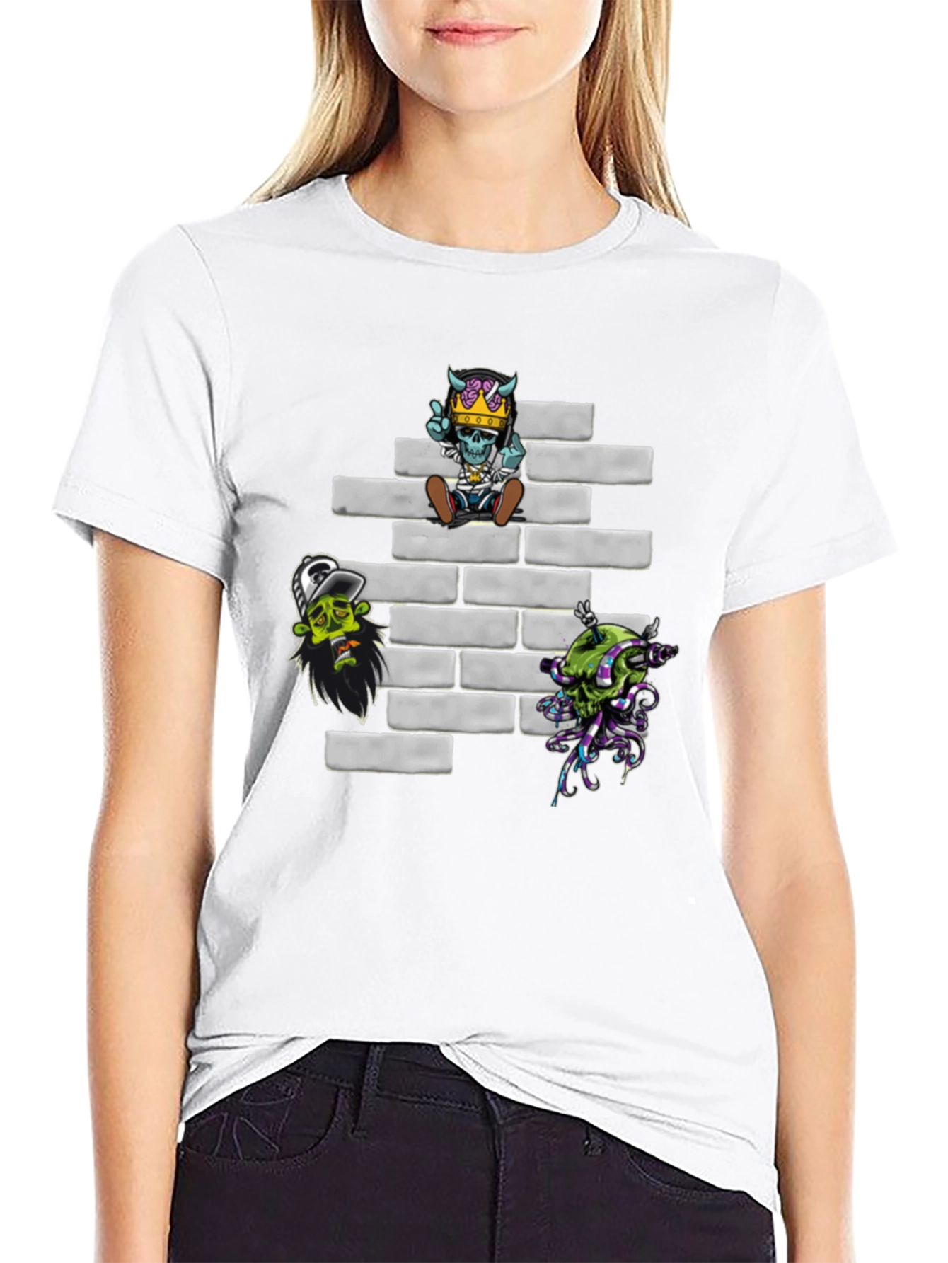 Zombie Brick Wall Graphic T-Shirt