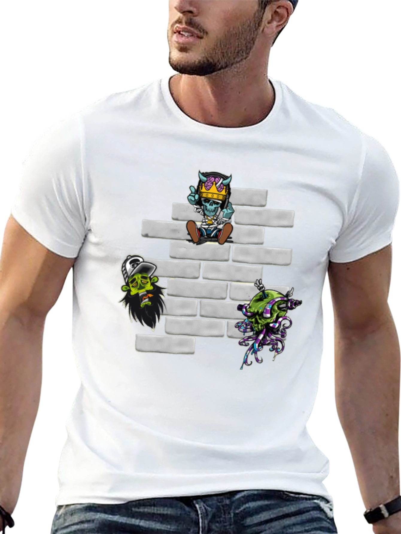 Zombie Brick Wall Graphic T-Shirt