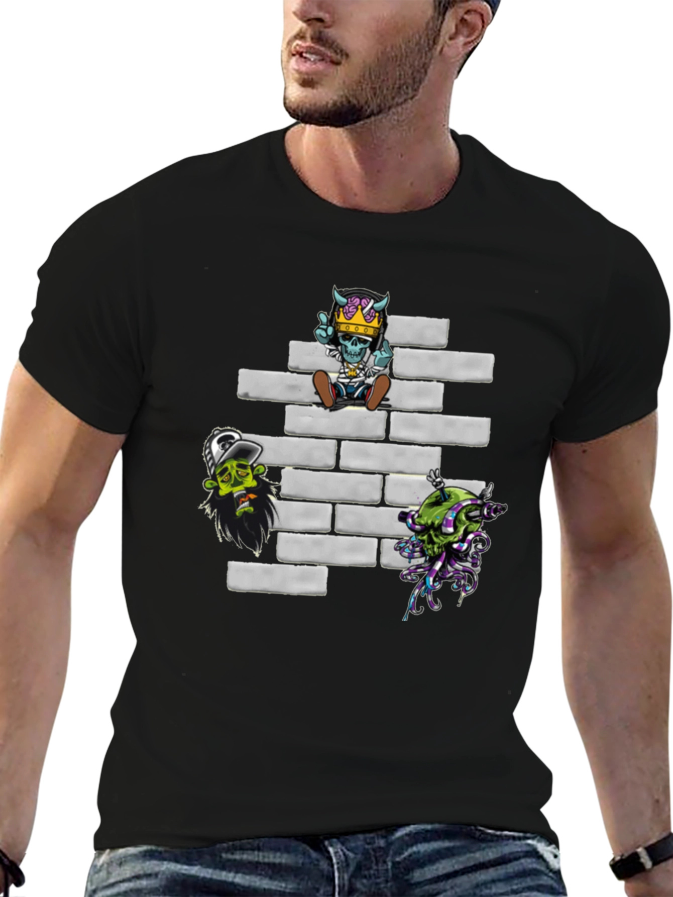 Zombie Brick Wall Graphic T-Shirt
