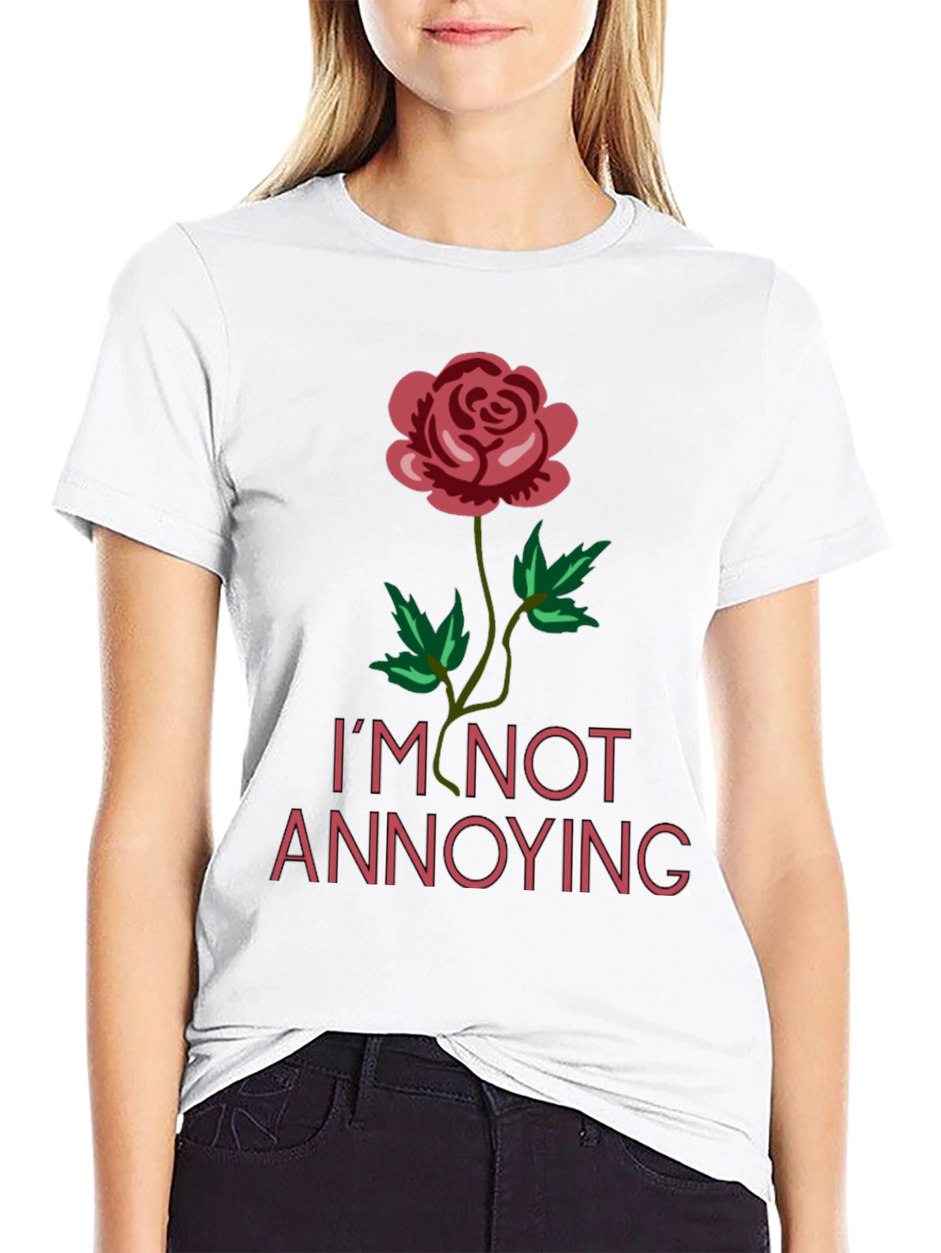 Im Not Annoying Graphic Rose Tee - Black