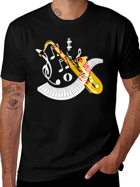 Musical Saxophone Piano Black T-Shirt