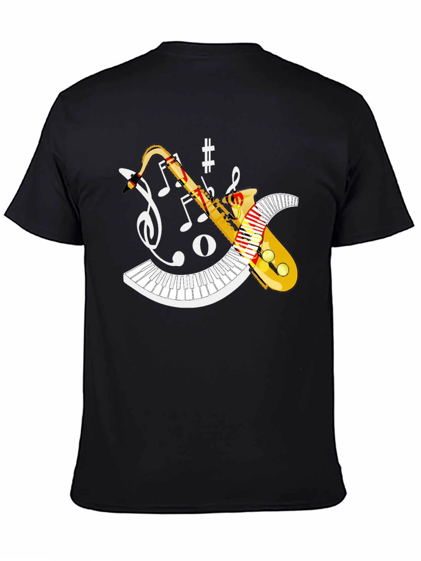 Musical Saxophone Piano Black T-Shirt