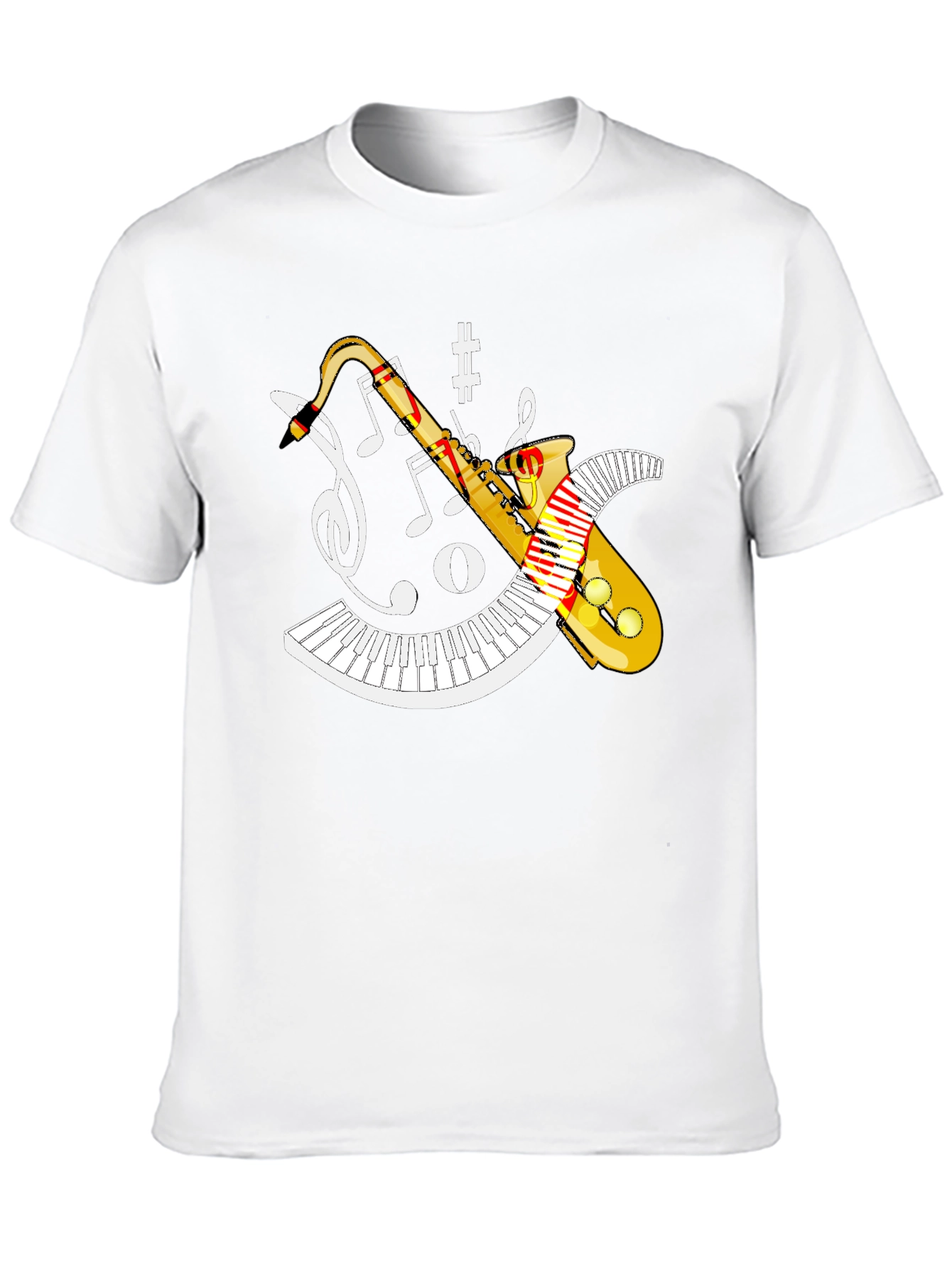Musical Saxophone Piano Black T-Shirt