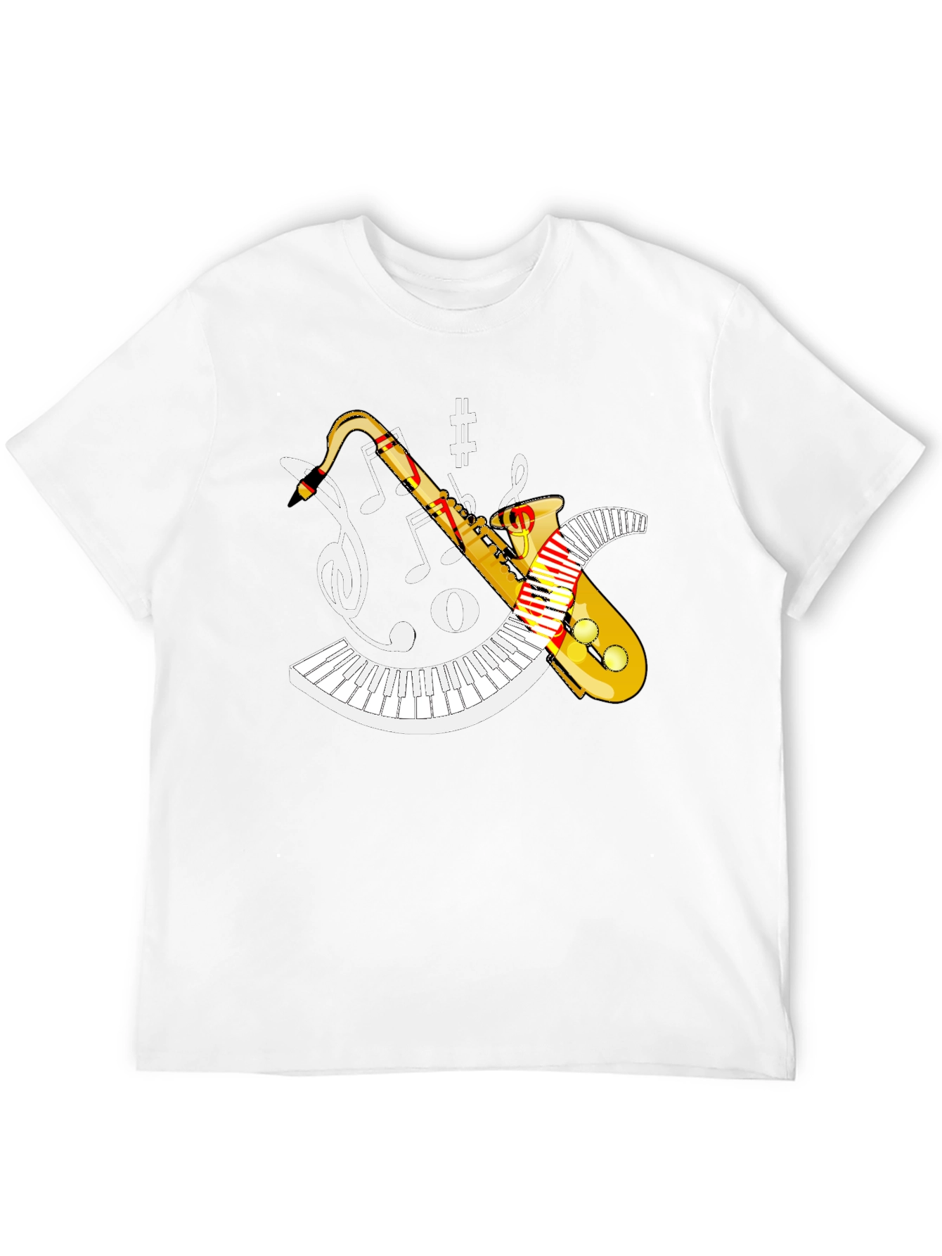 Musical Saxophone Piano Black T-Shirt