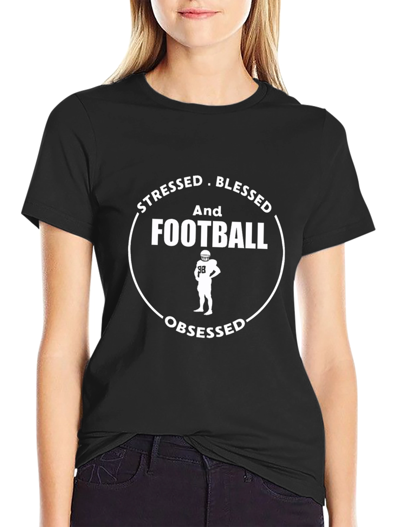 Stressed Blessed Football Obsessed T-Shirt