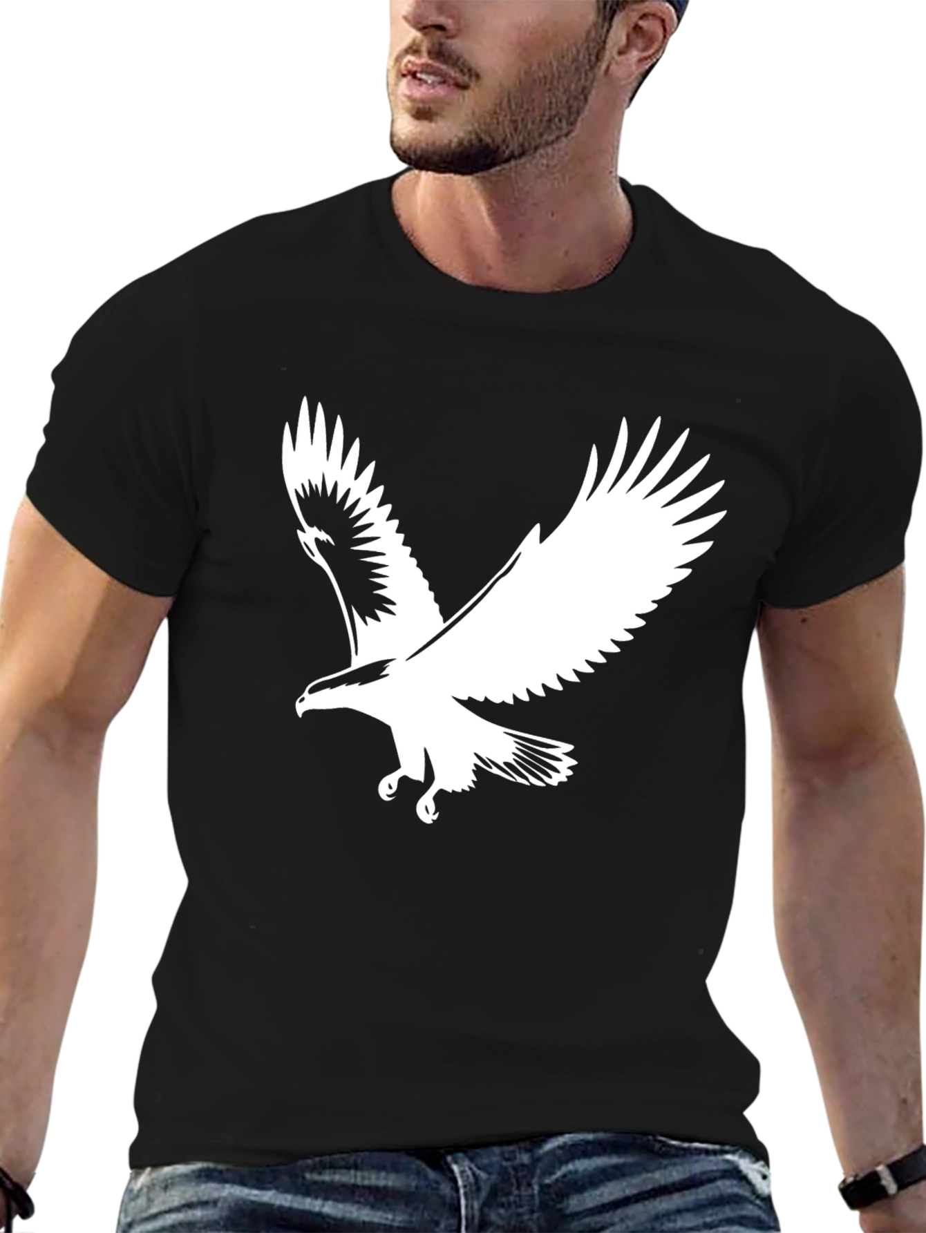 Eagle Graphic T-Shirt - Bold Black Cotton Tee