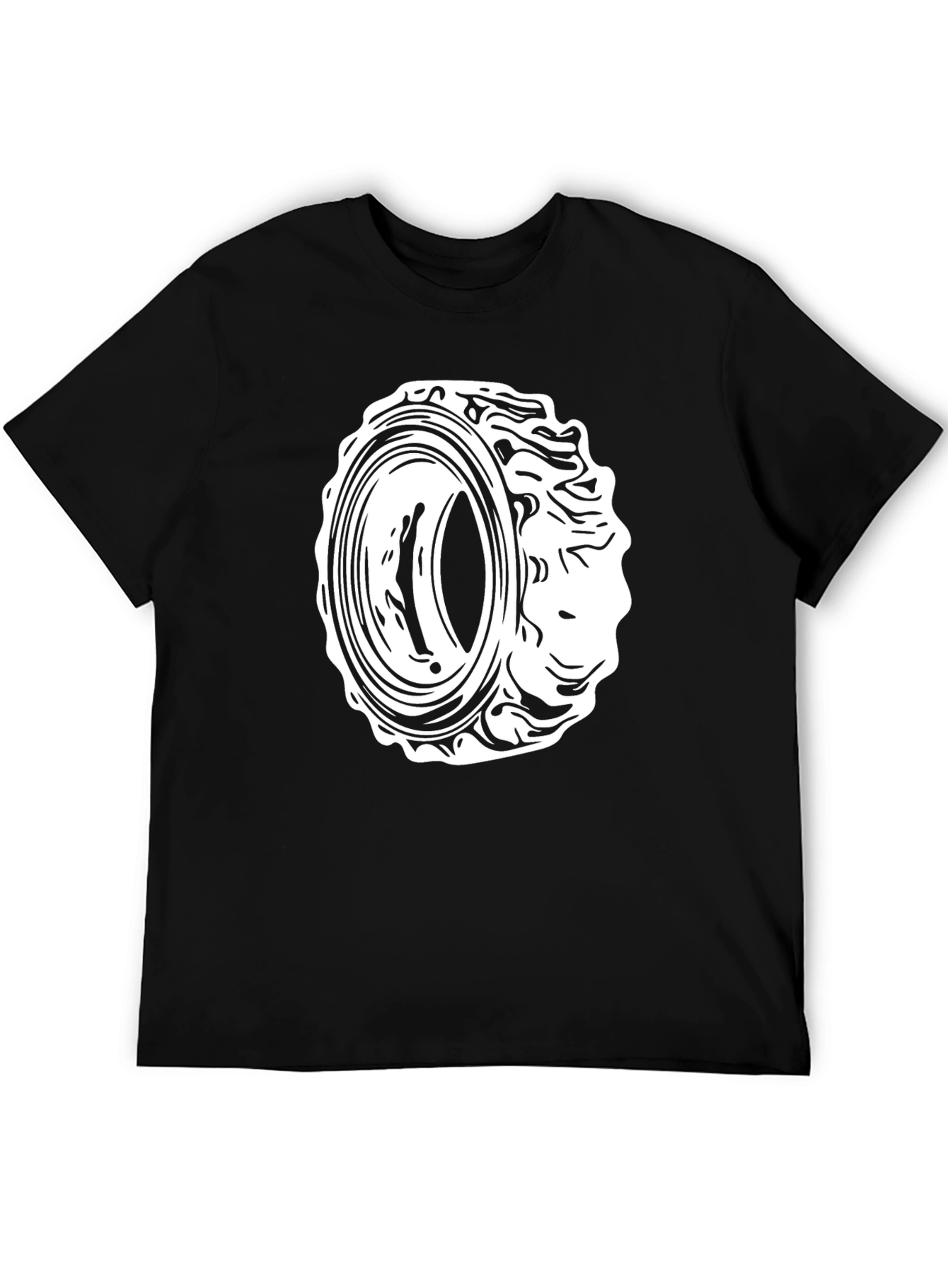 Black T-Shirt with Circular Graphic