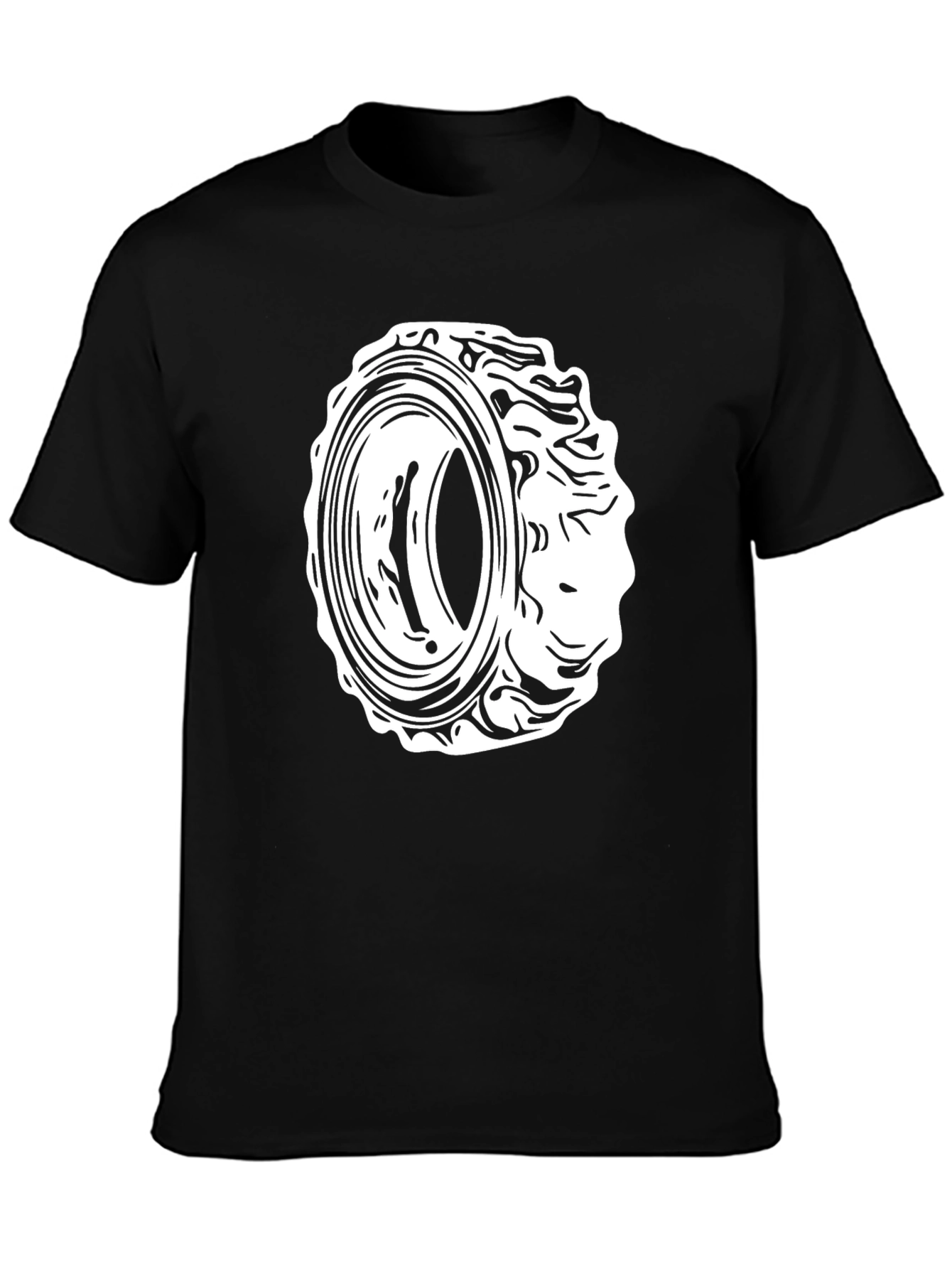 Black T-Shirt with Circular Graphic