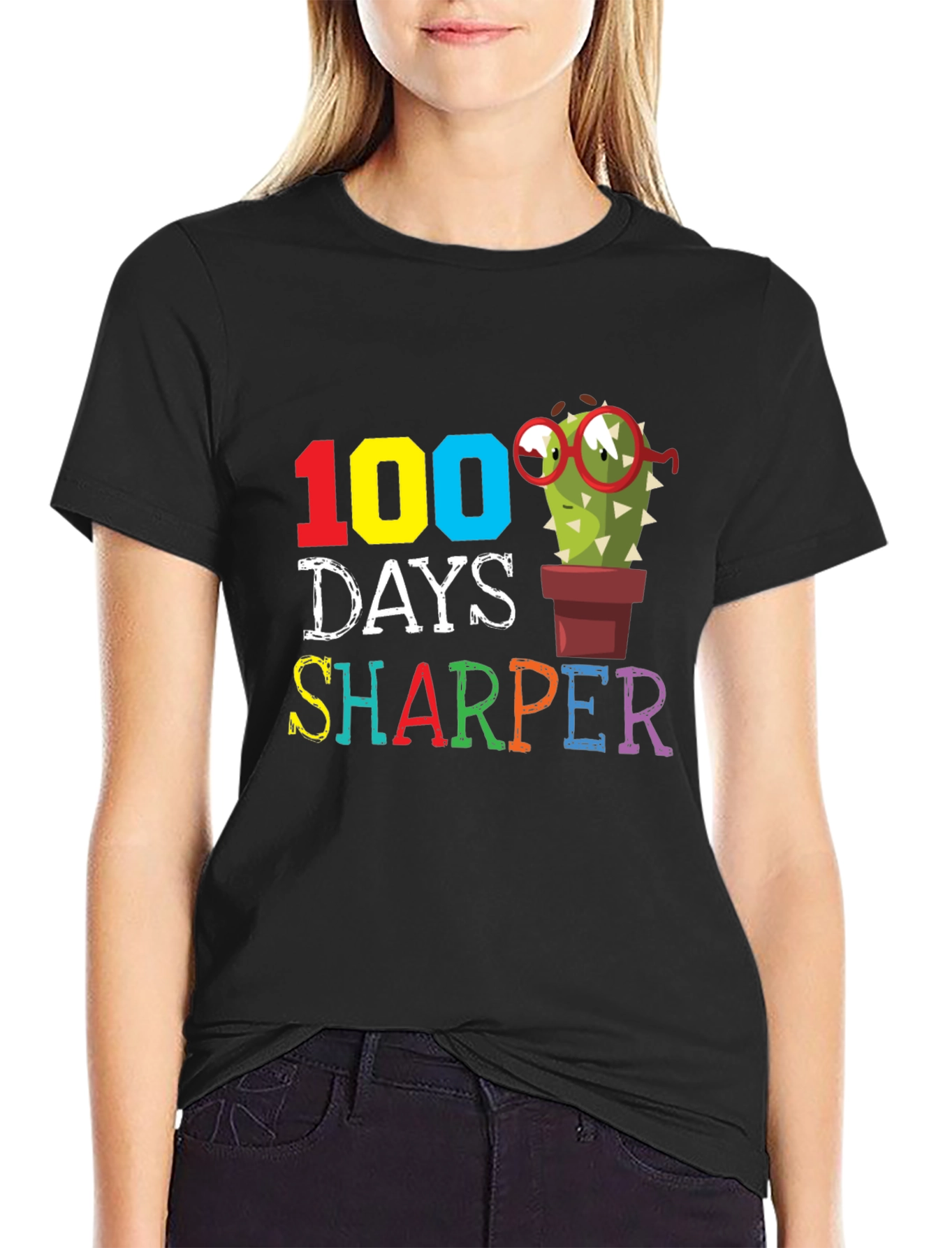 100 Days Sharper T-Shirt Cactus Teacher Gift