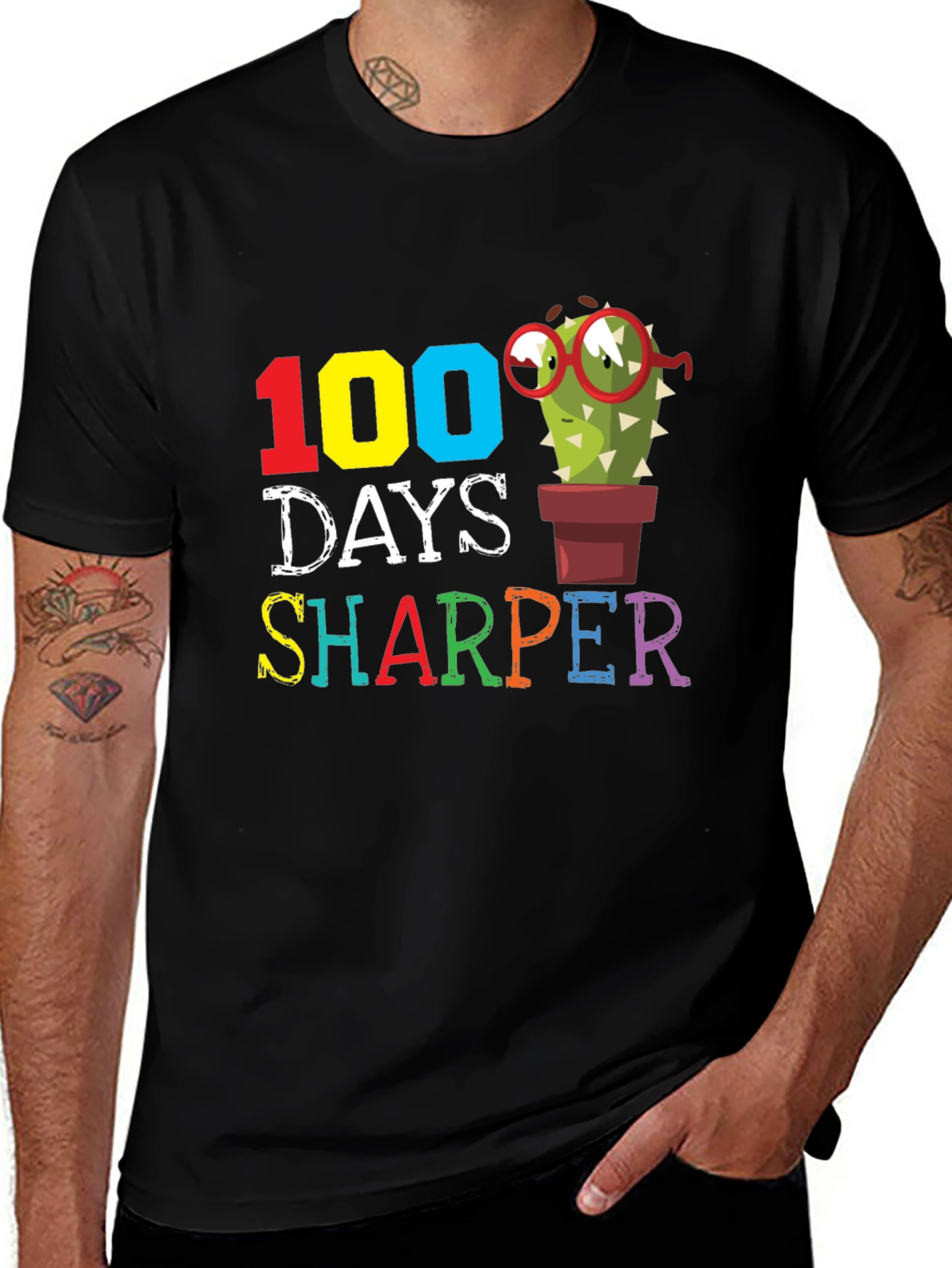 100 Days Sharper T-Shirt Cactus Teacher Gift