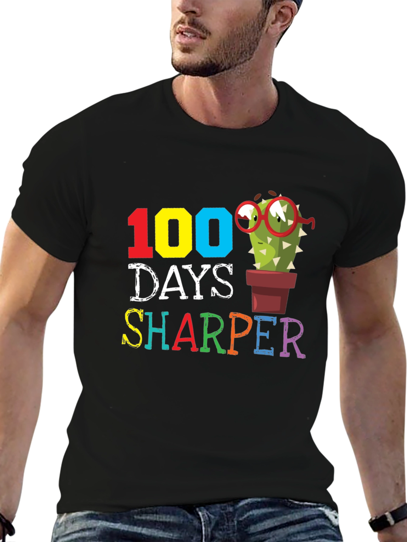 100 Days Sharper T-Shirt Cactus Teacher Gift