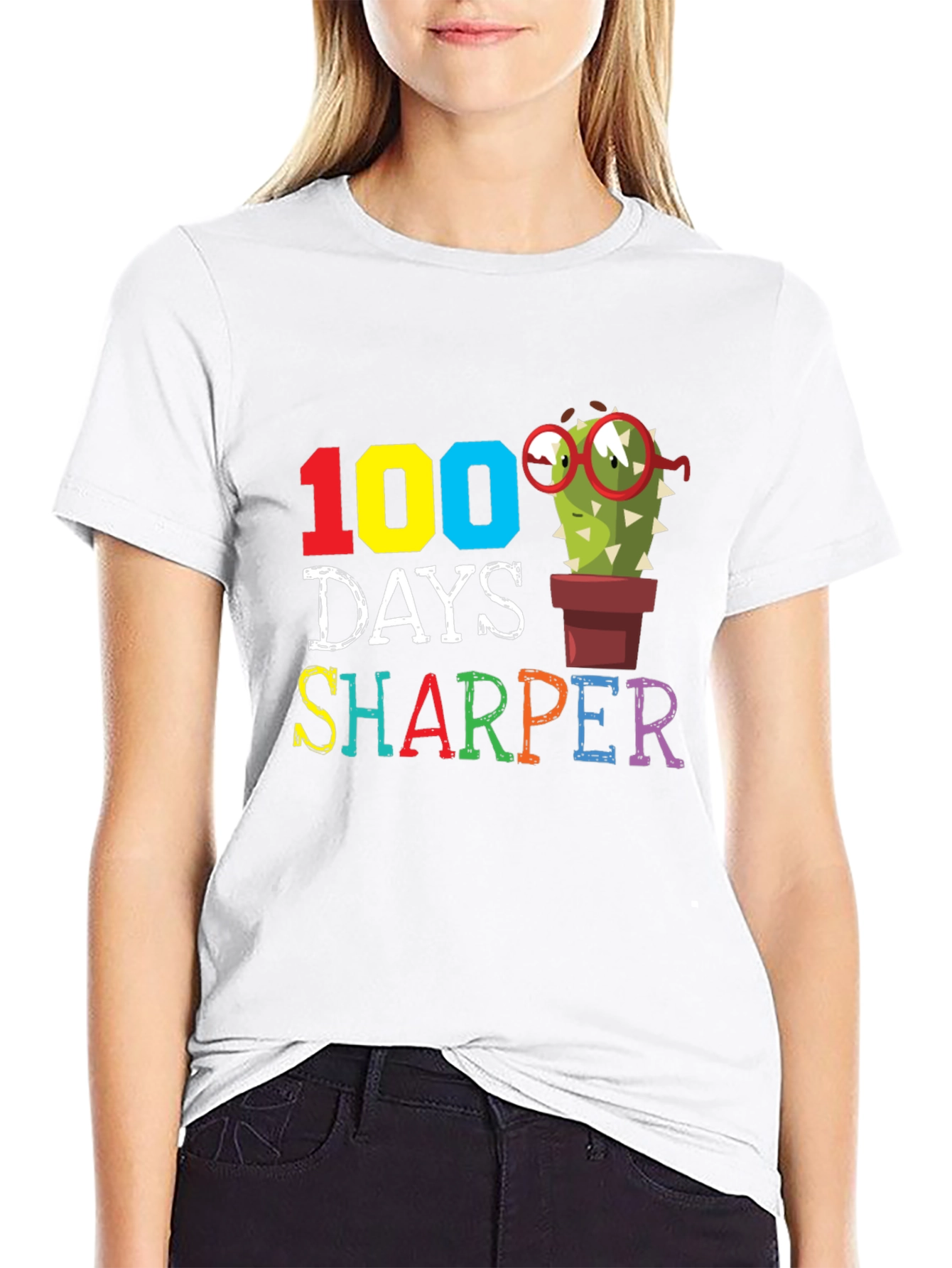 100 Days Sharper T-Shirt Cactus Teacher Gift