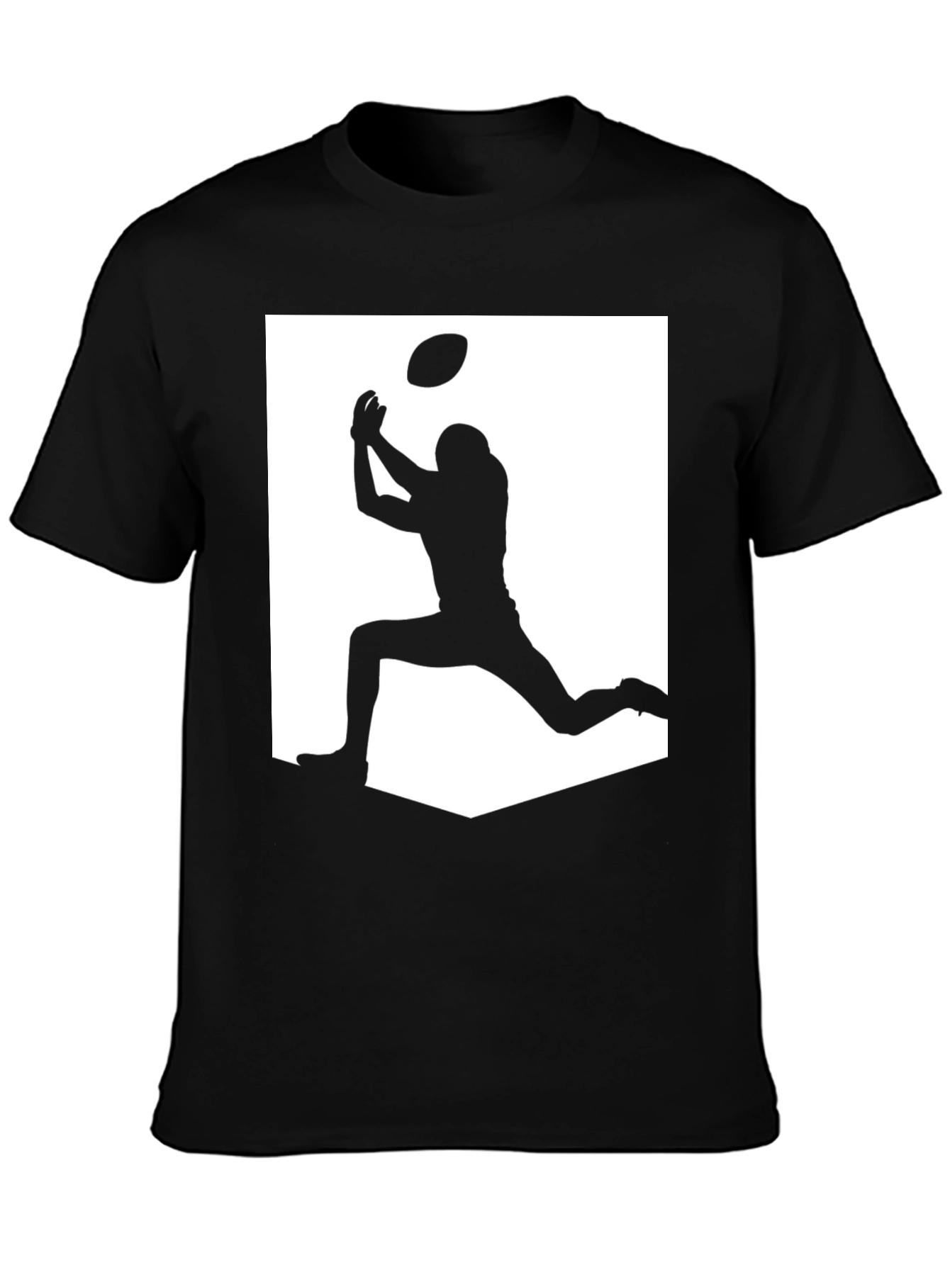 Football Silhouette Graphic Tee - Black Casual Shirt