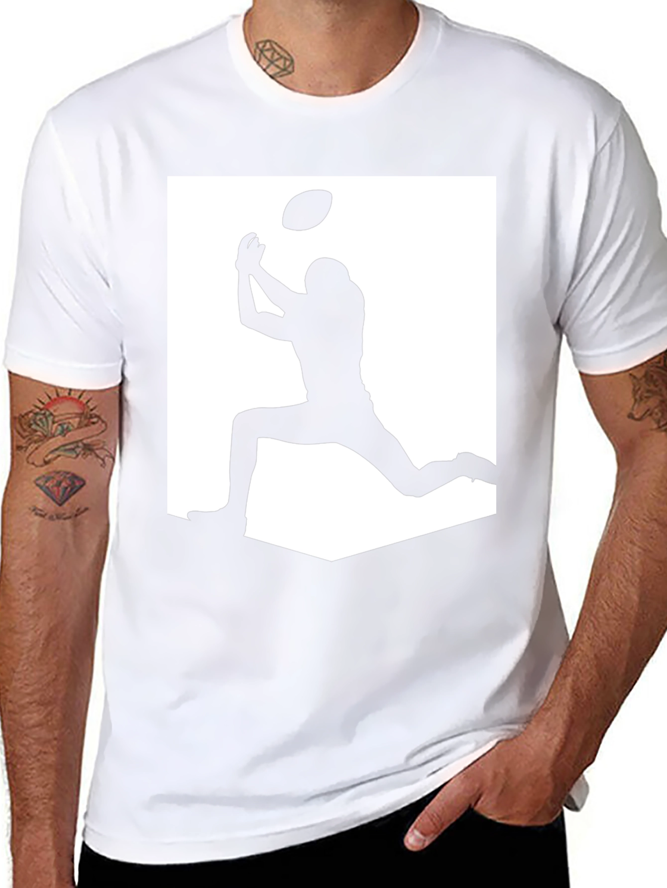 Football Silhouette Graphic Tee - Black Casual Shirt