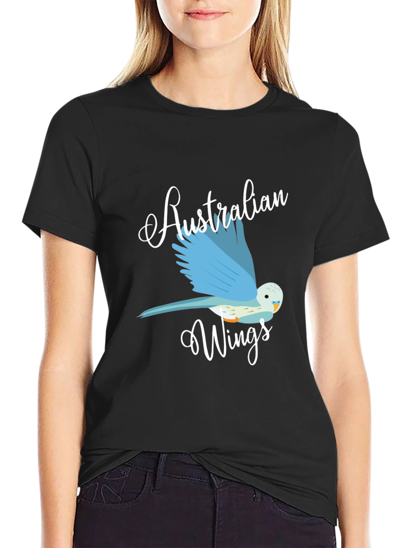 Australian Wings Graphic Tee - Black Cotton T-Shirt
