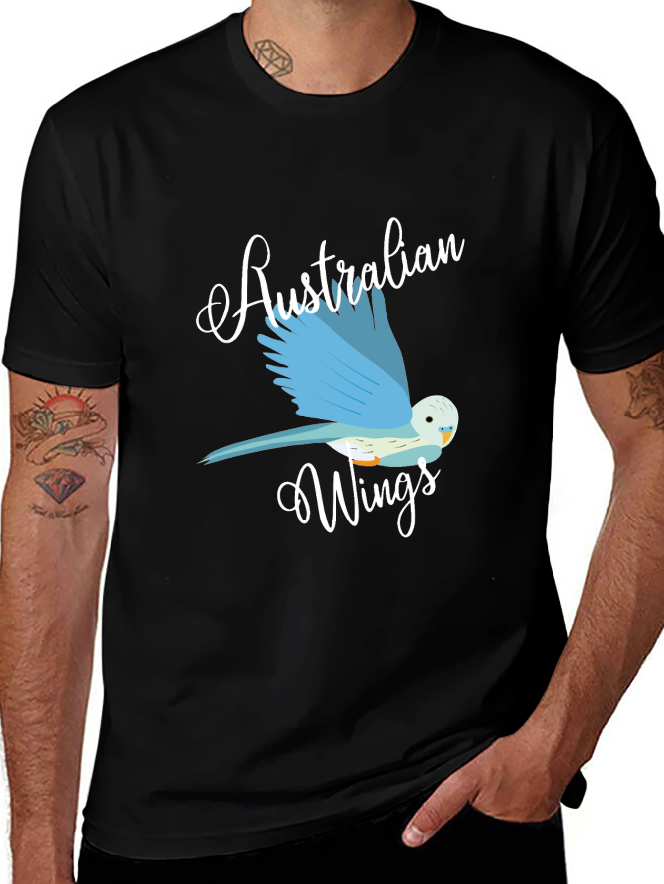 Australian Wings Graphic Tee - Black Cotton T-Shirt