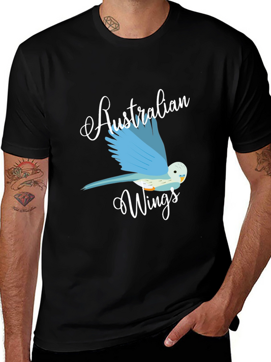 Australian Wings Graphic Tee - Black Cotton T-Shirt