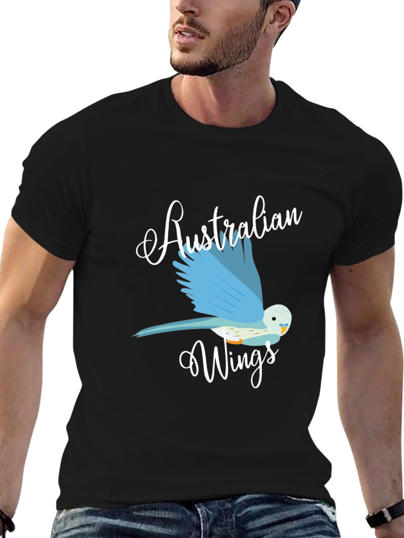 Australian Wings Graphic Tee - Black Cotton T-Shirt