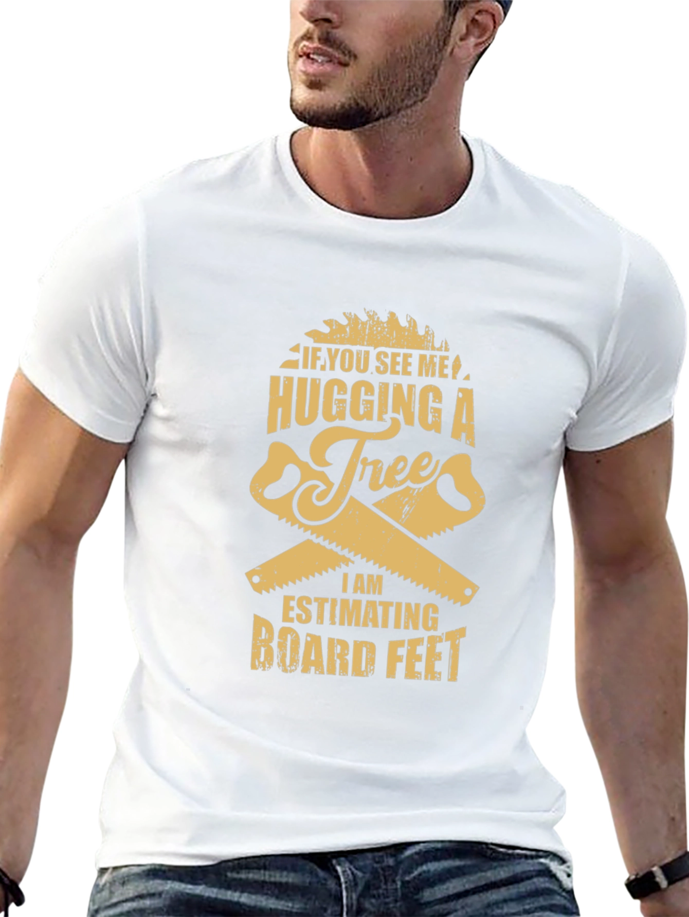 Funny Tree Hugging Lumberjack T-Shirt - Estimating Board Feet