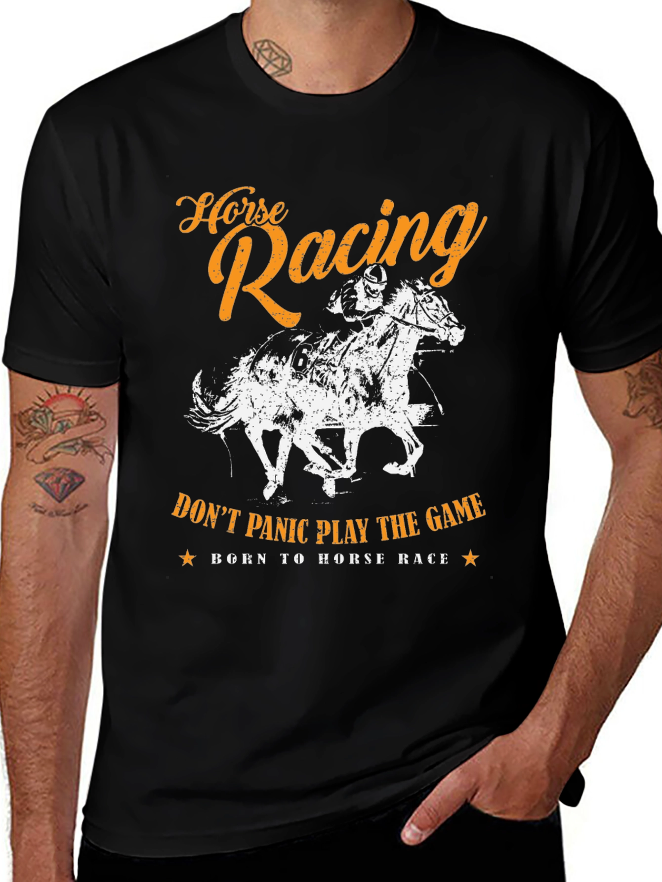 Horse Racing Graphic Print Mens T-Shirt