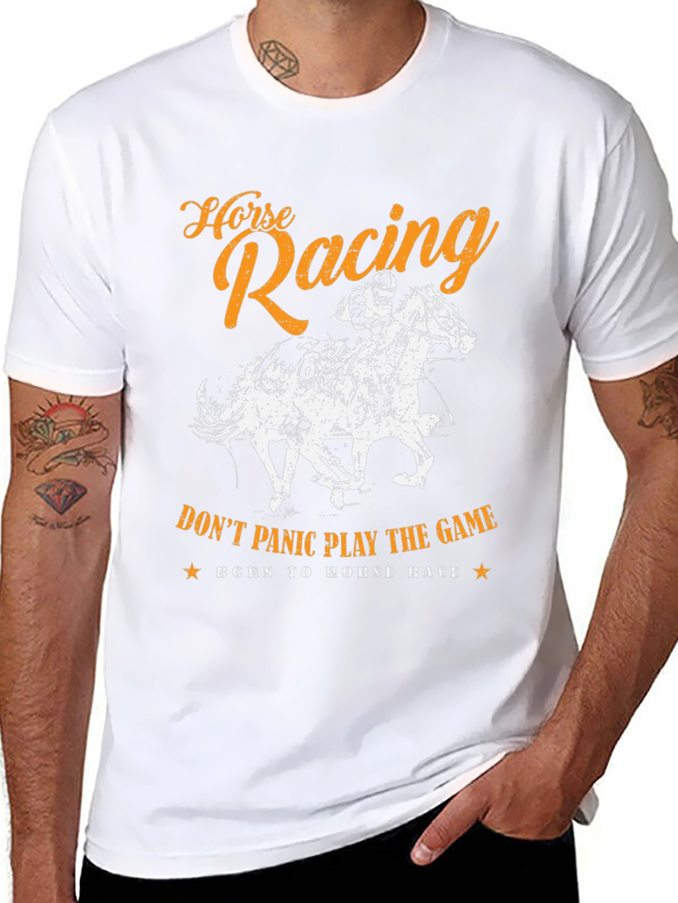 Horse Racing Graphic Print Mens T-Shirt