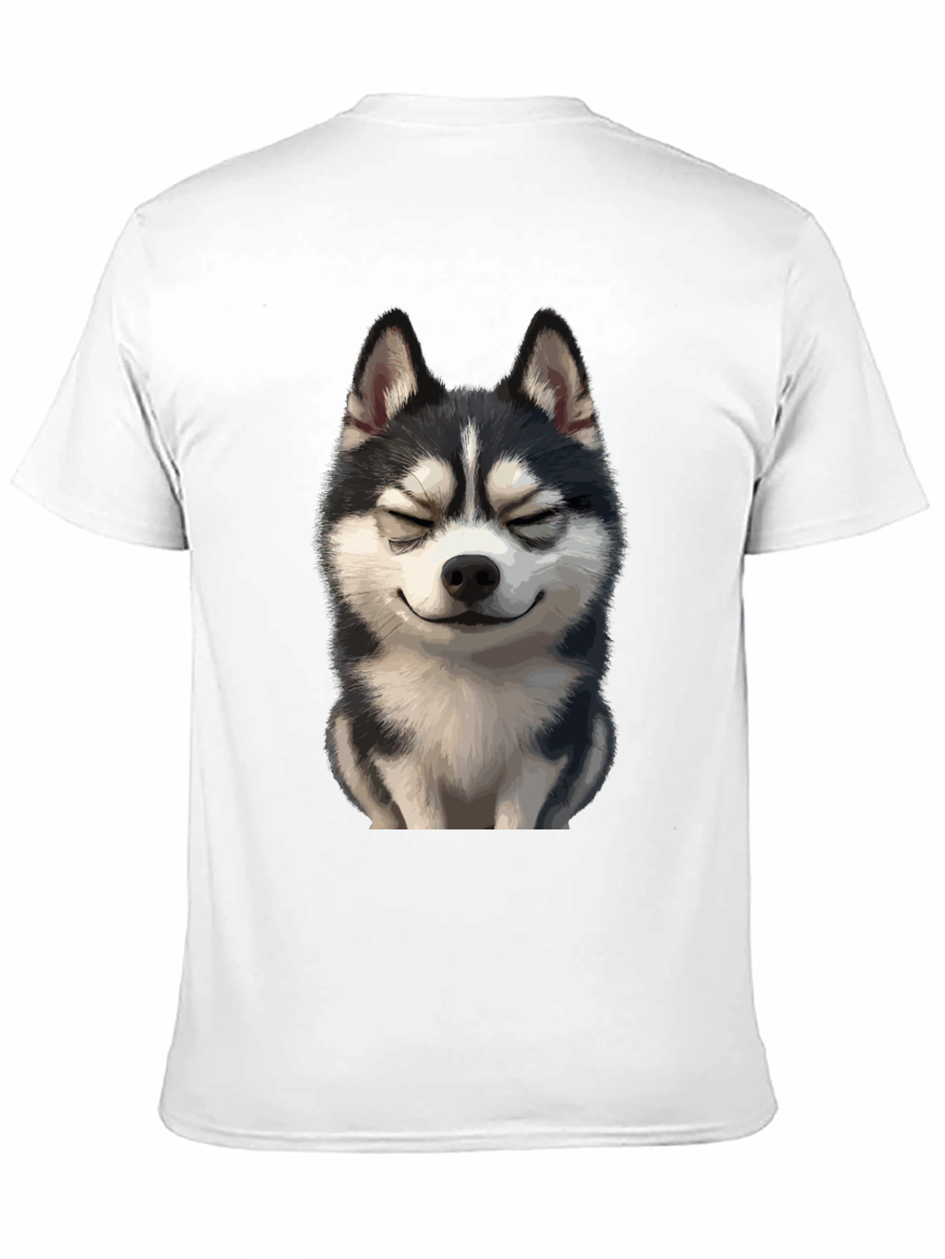 Smiling Husky Graphic Tee - Soft Black Cotton