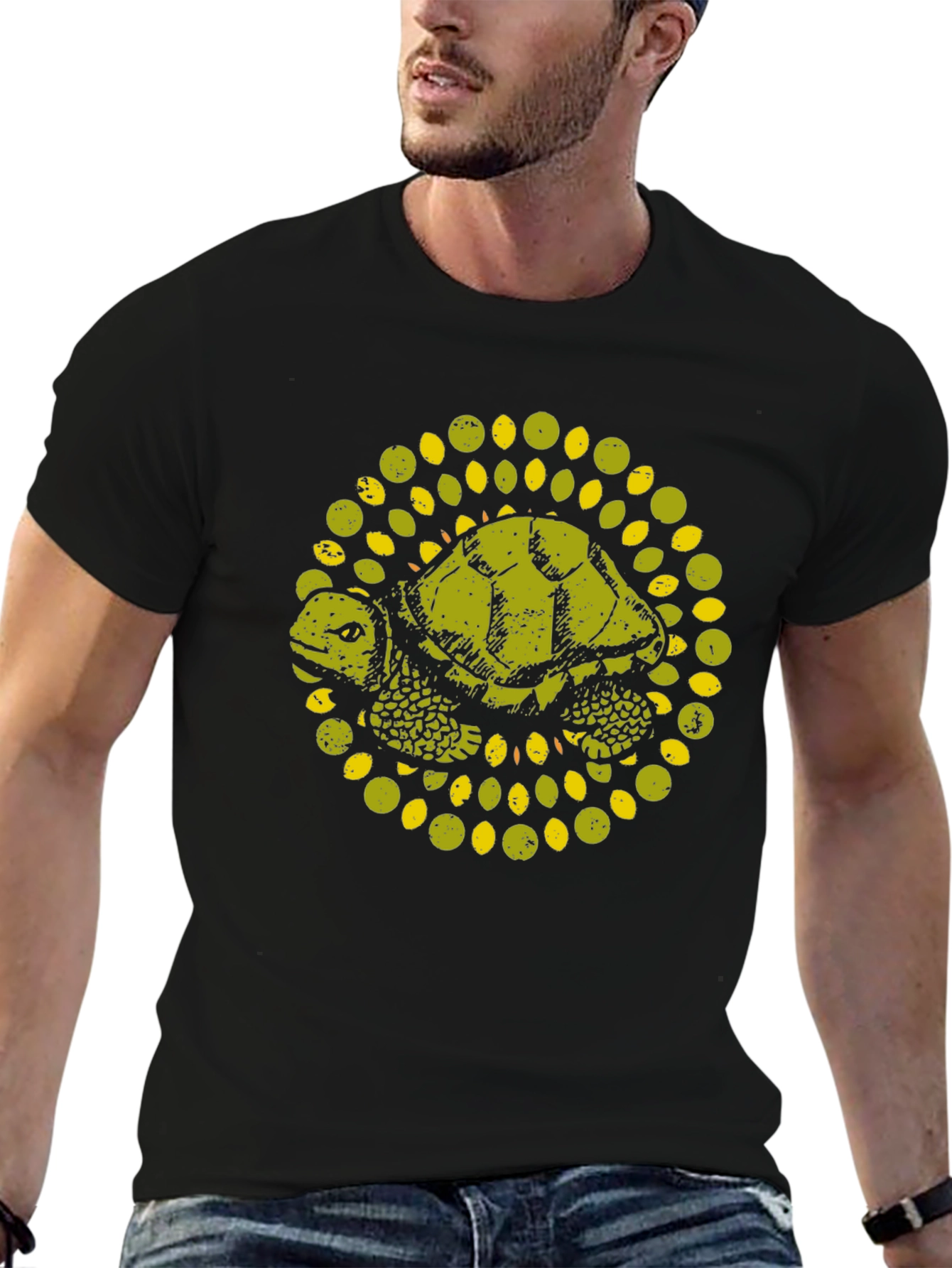 Turtle Graphic Print Black T-Shirt