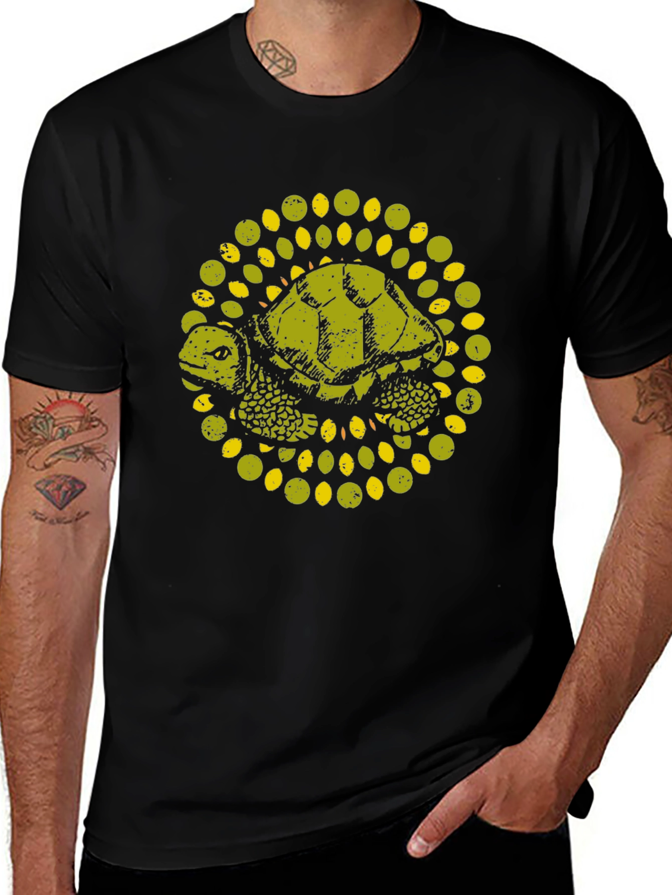 Turtle Graphic Print Black T-Shirt