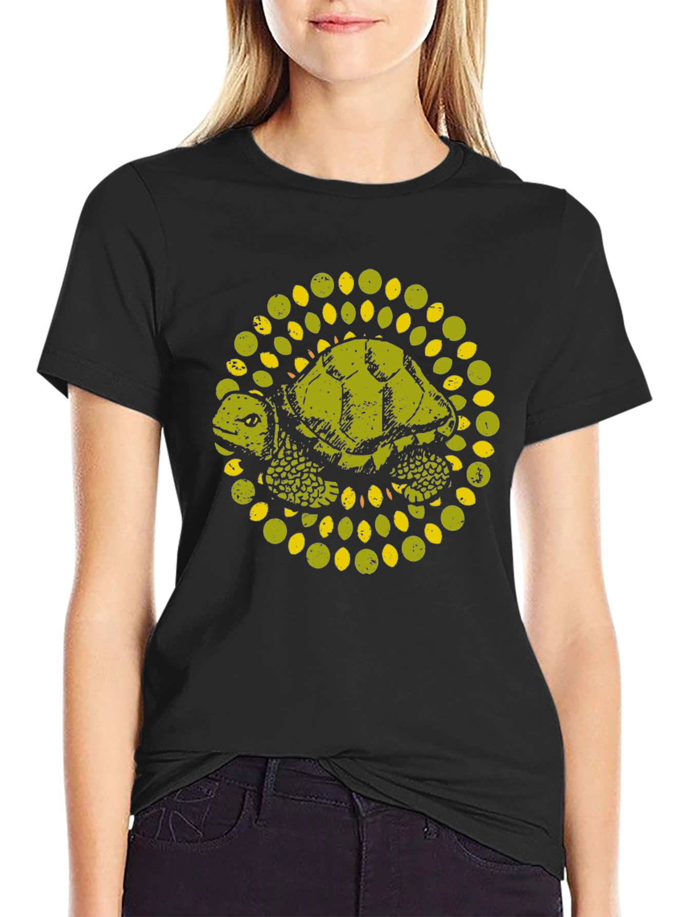 Turtle Graphic Print Black T-Shirt
