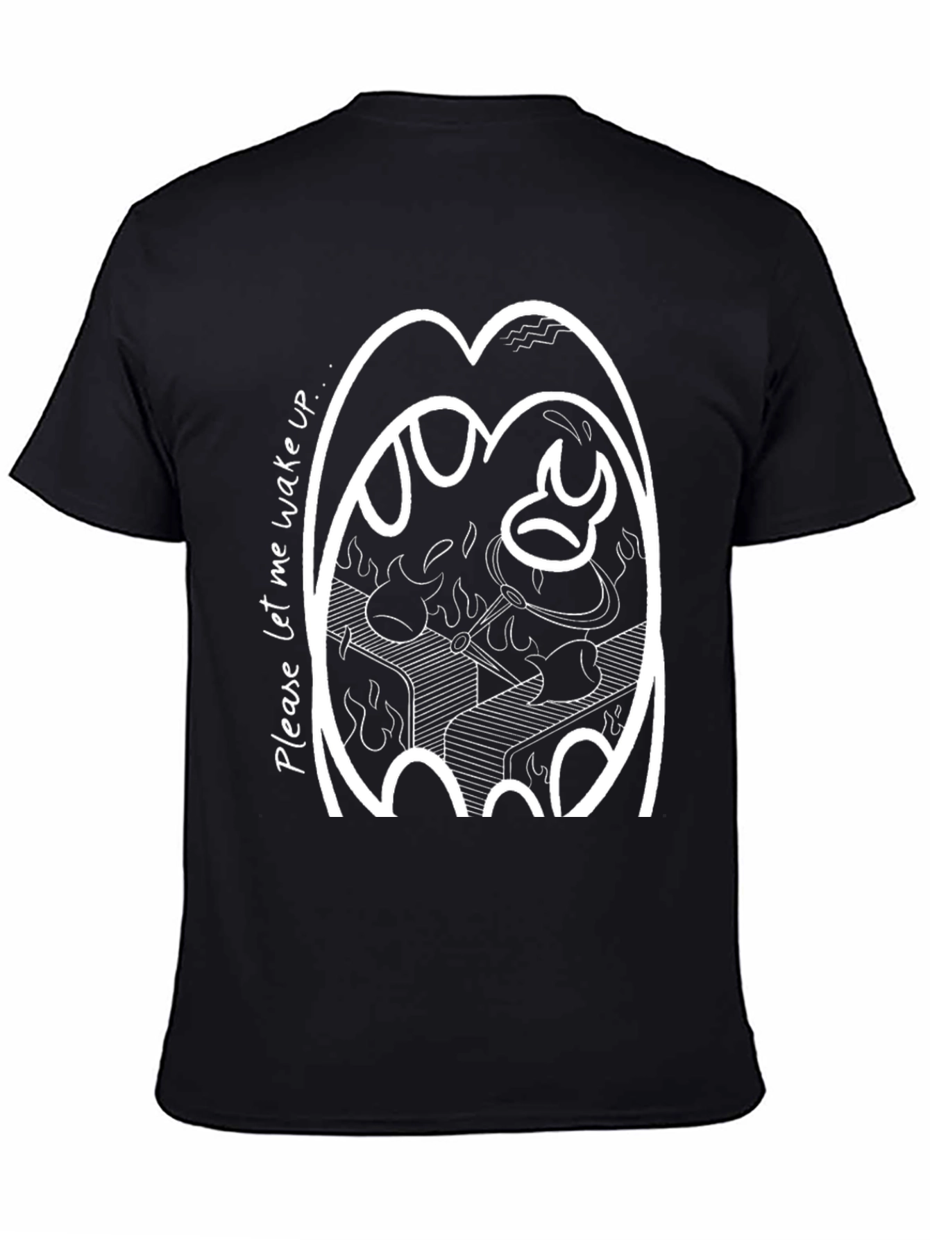 Graphic Print T-Shirt - Please Let Me Wake Up
