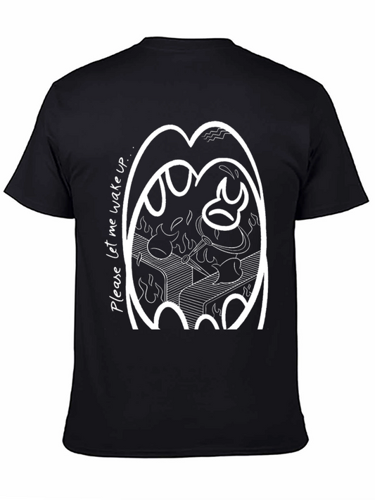 Graphic Print T-Shirt - Please Let Me Wake Up