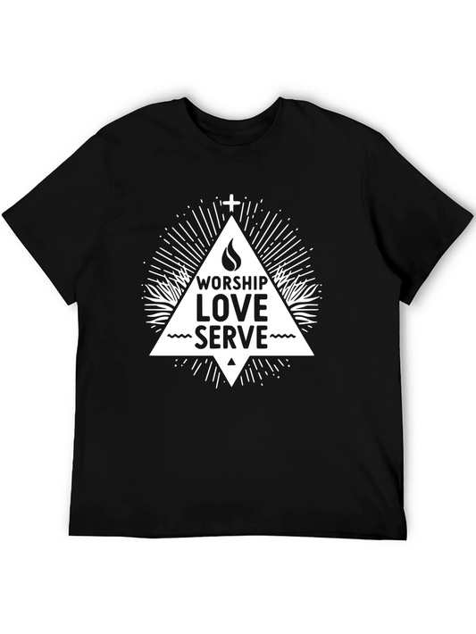 Worship Love Serve Graphic Tee - Black Cotton T-Shirt